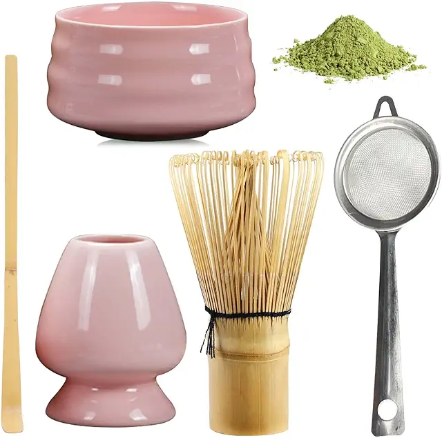 BAIFULAI 5-Piece Japanese Matcha Tea Set with Whisk, Bowl, and Accessories