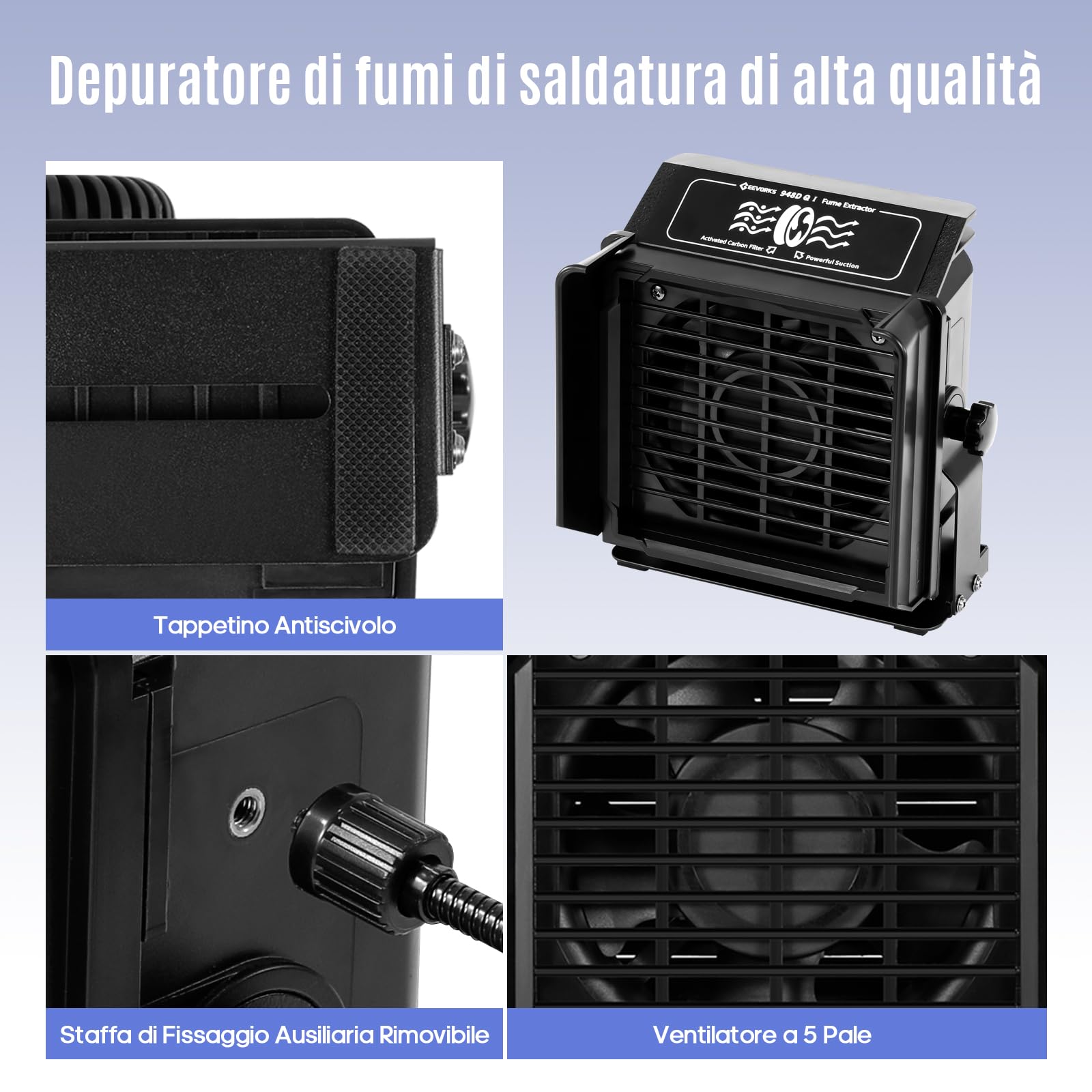 Geevorks Extractor de Humos de Soldadura,Extractor de Humos Para Soldadura,Extracción de Vapor de Soldadura, Ángulo Inclinable con Las Manos,8 Filtros Adicionales