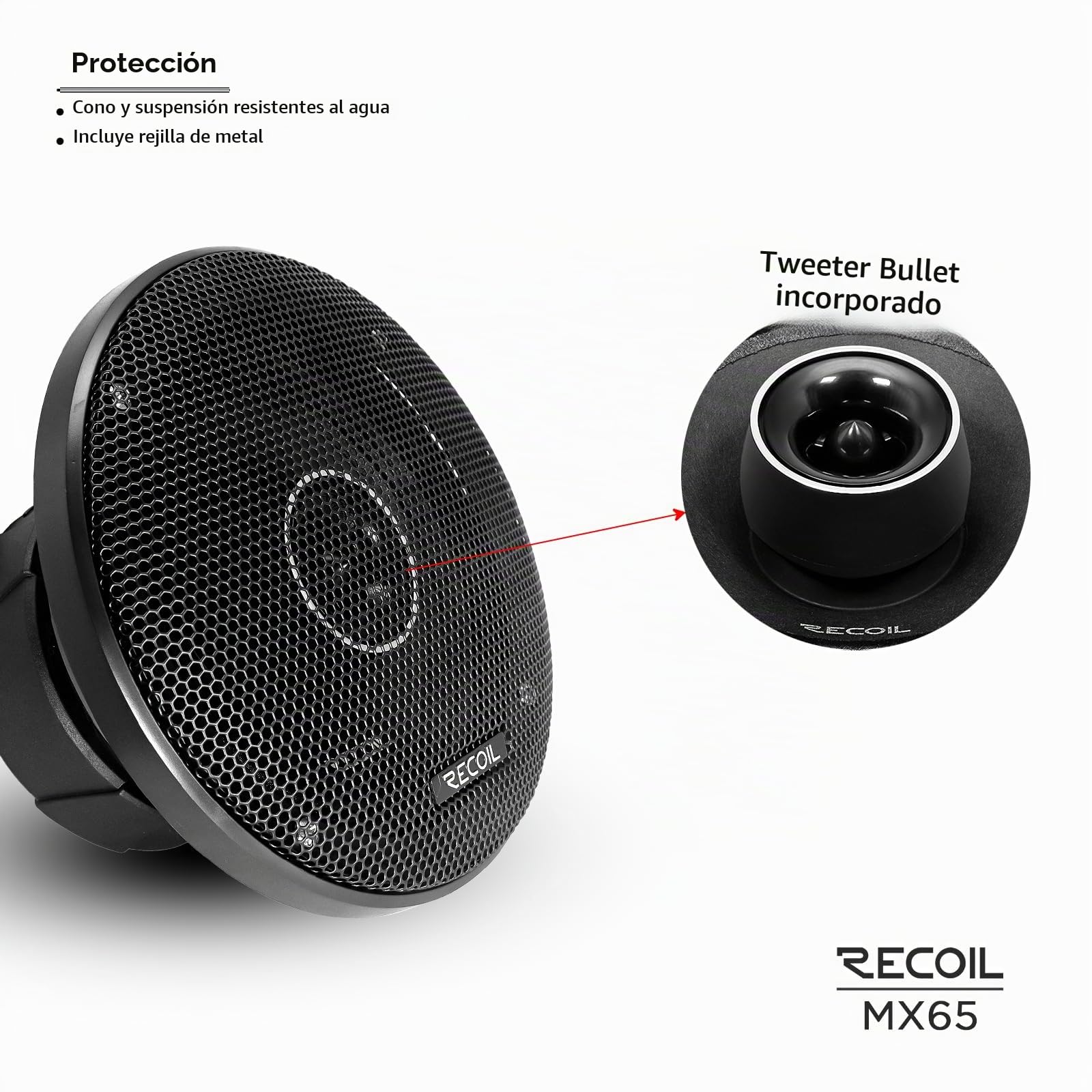 RECOIL MX65 Altavoces Coaxiales Medios Coche Pro Audio 16,5cm 560W MAX