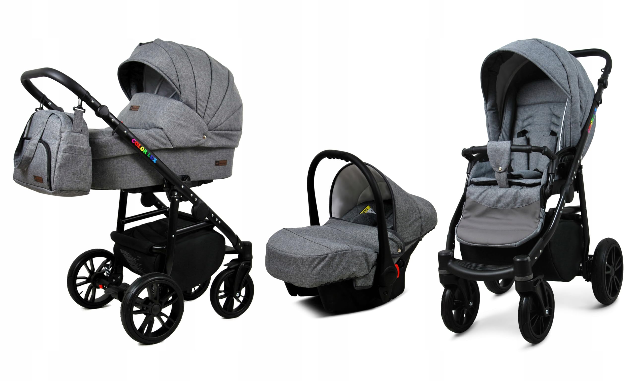 BabyLux Poussette Combinée Set 3 en 1 avec Nacelle