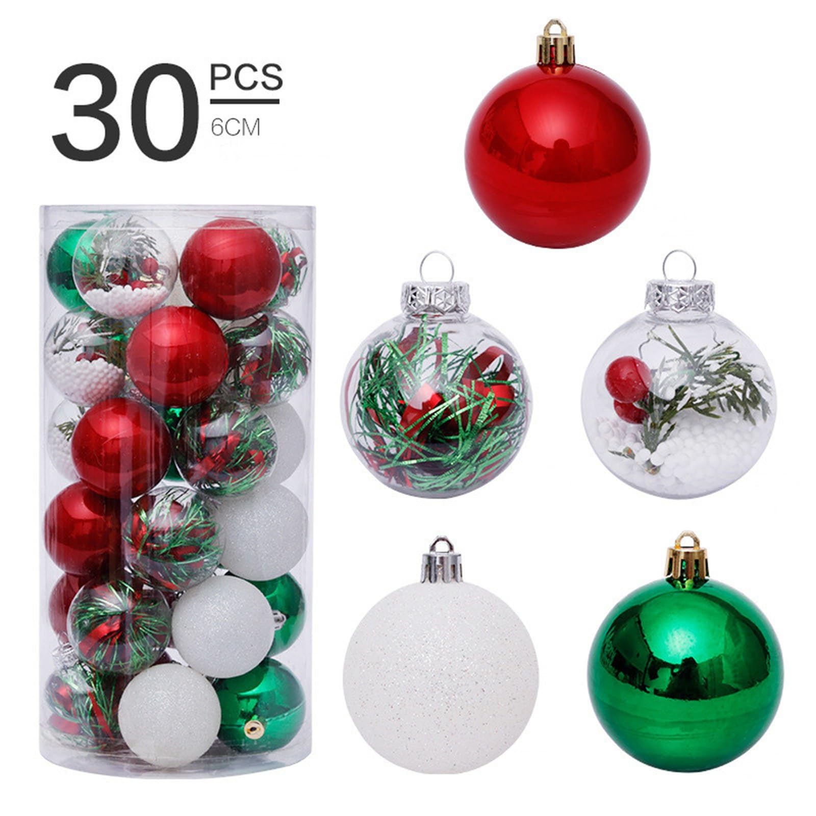 Palline di Natale Set di decorazioni natalizie da 6 cm/30 palline di Natale per Albero di Natale, Festa, Matrimonio