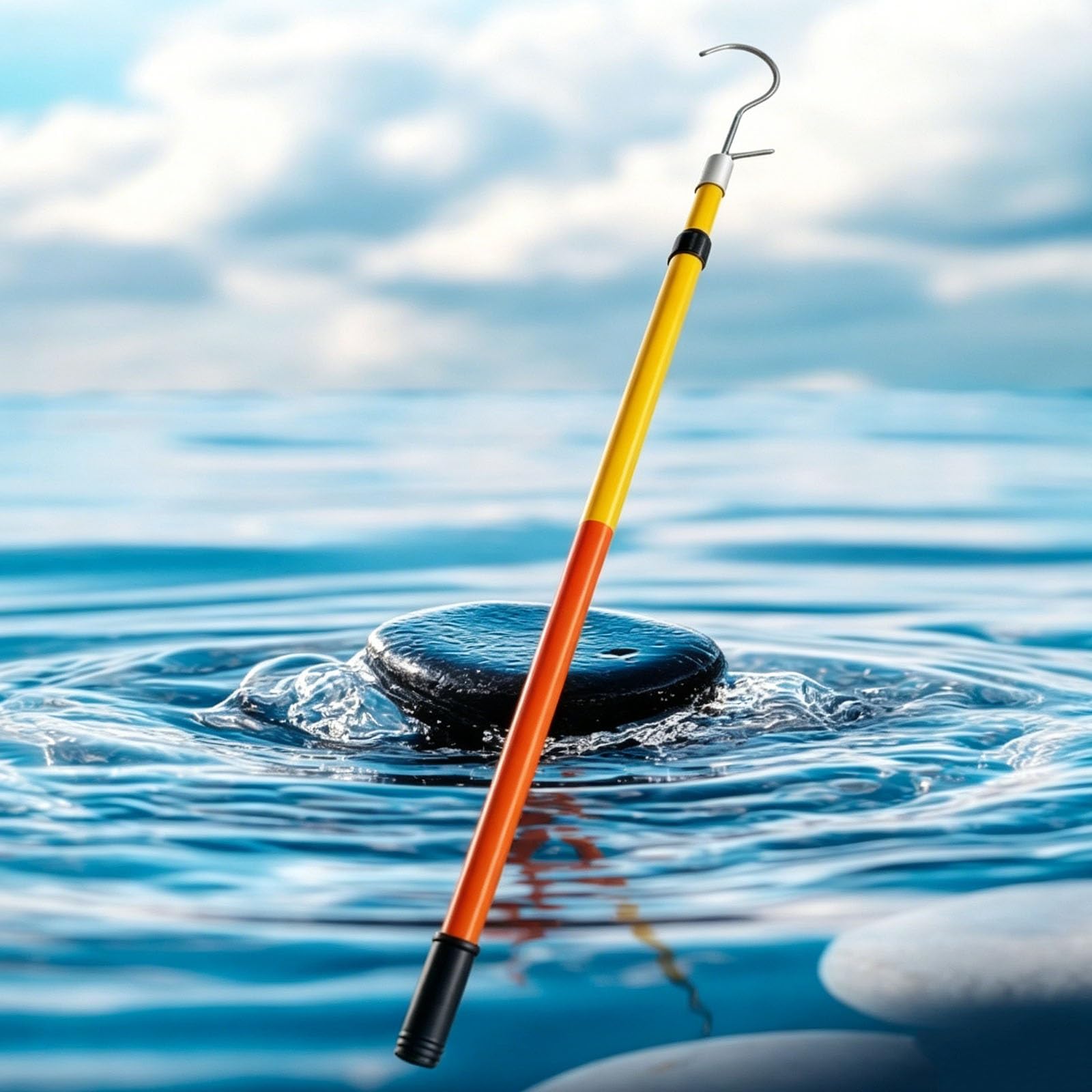 Mezzo Marinaio telescopico da 78 Pollici (Circa 2 Metri), Leggero e in vetroresina (FRP); Asta Nautica Retrattile per attracco, Pesca e Kayak