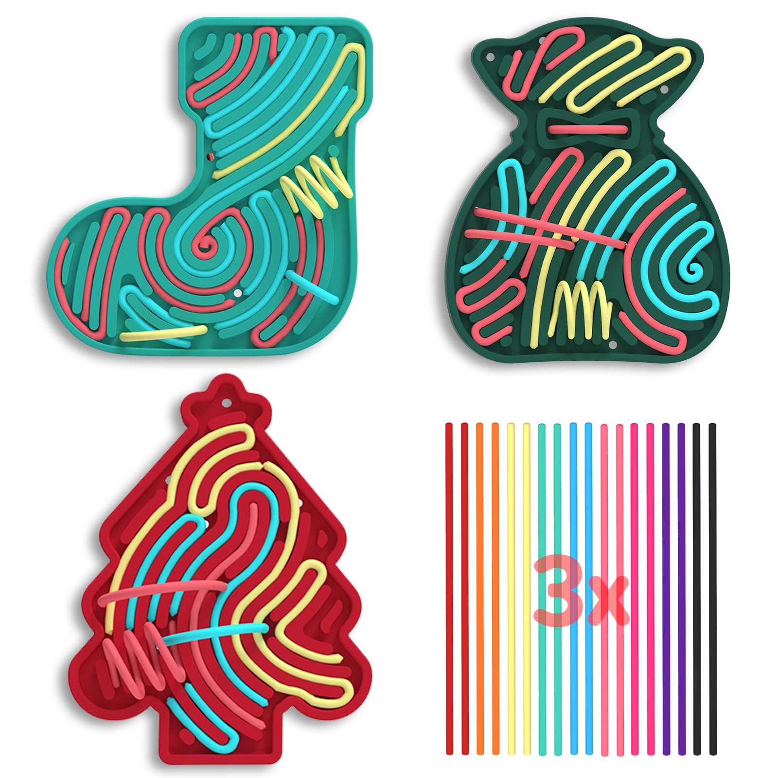 SSNTSY Christmas Sensory Activity Board Silicone Fidget Toy - 12...
