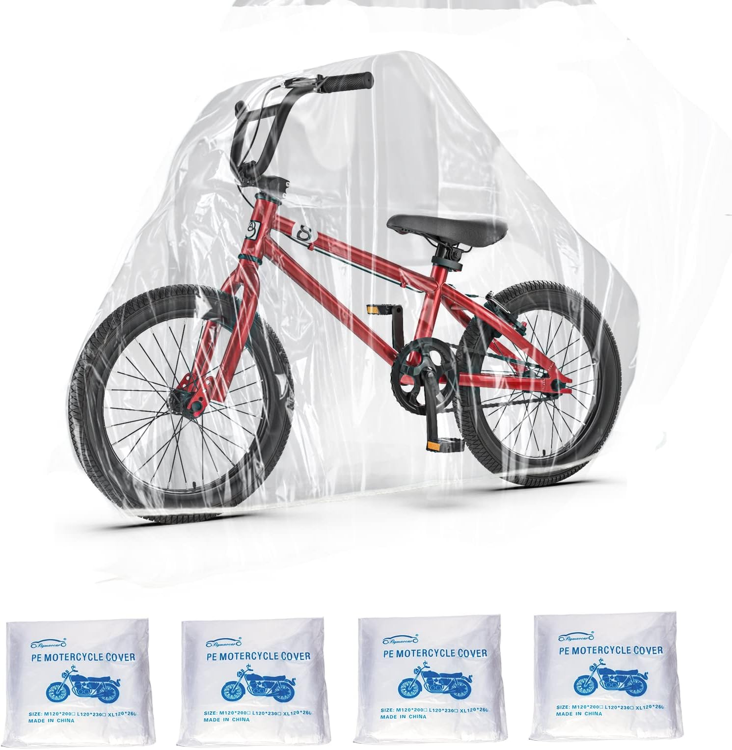 Disposable Clear Plastic Bike Cover One to Many Bikes - Waterproof Dust Cover for Mountain, Electric, Road Bikes & Travel, Gym Equipment Indoor & Outdoor (Medium)…