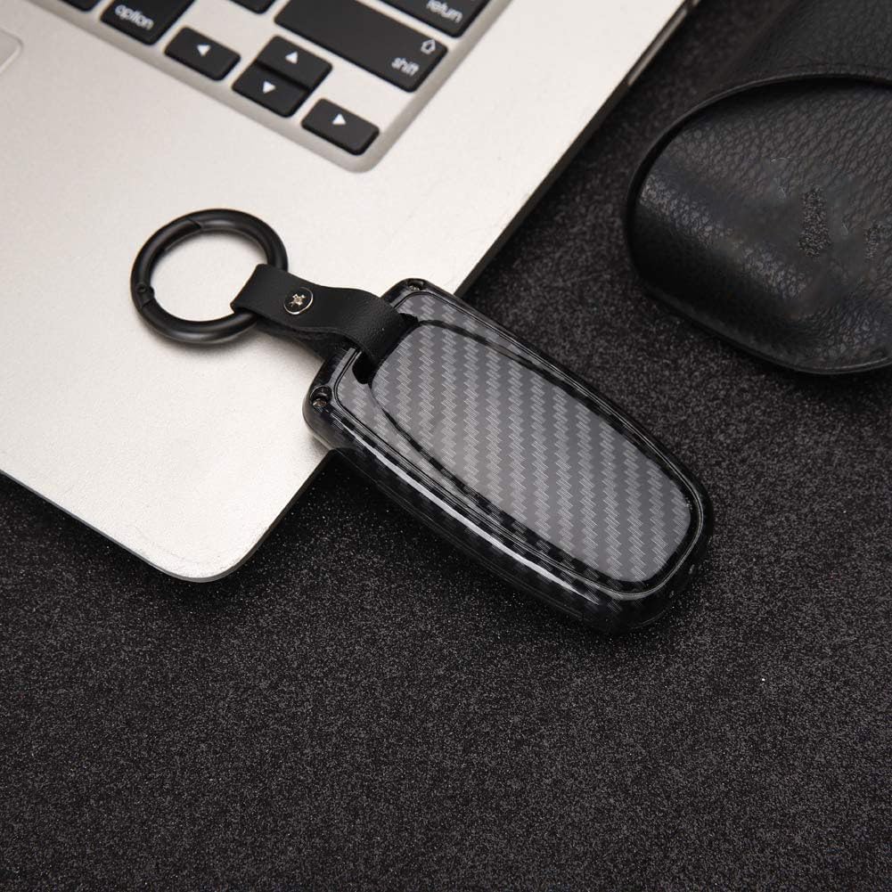 Beerte Key Fob Cover fit for Audi A3 A4 A5 A6 A7 A8 S5 Q3 Q5 Q7 TT Key Shell 3 Button Keyless Entry Remote Control Smart Car Key Fob Protective Case(Red Carbon Fiber)
