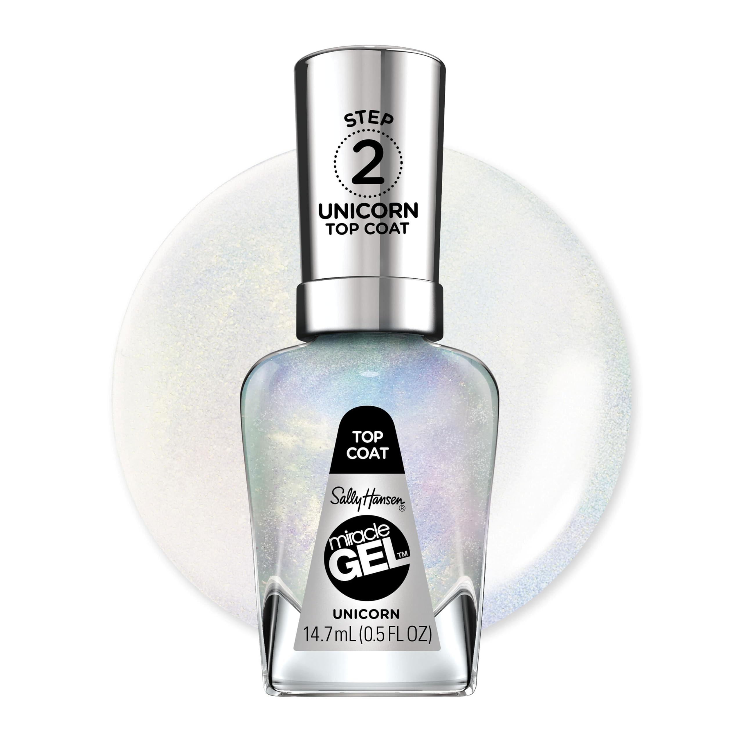 Sally Hansen Miracle Gel® Holiday FY24 Collection Glossy Nail Polish with Spots, Durable Nail Polish Without Lamp, Unicorn Top Coat, 14.7ml