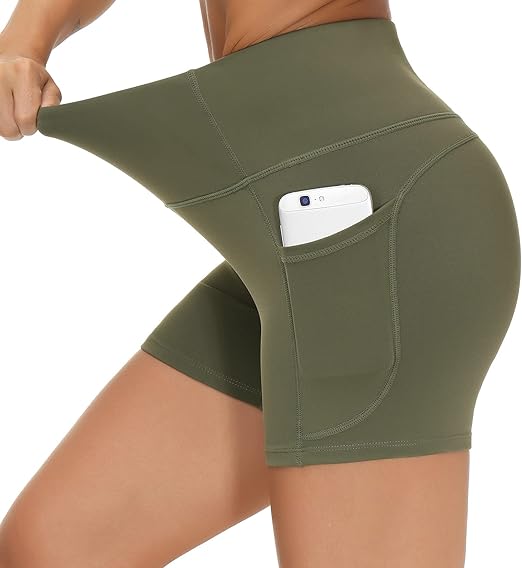 THE GYM PEOPLE Women's High Waist Workout Shorts Breathable Dolphin Split Elastic Lounge Yoga Shorts