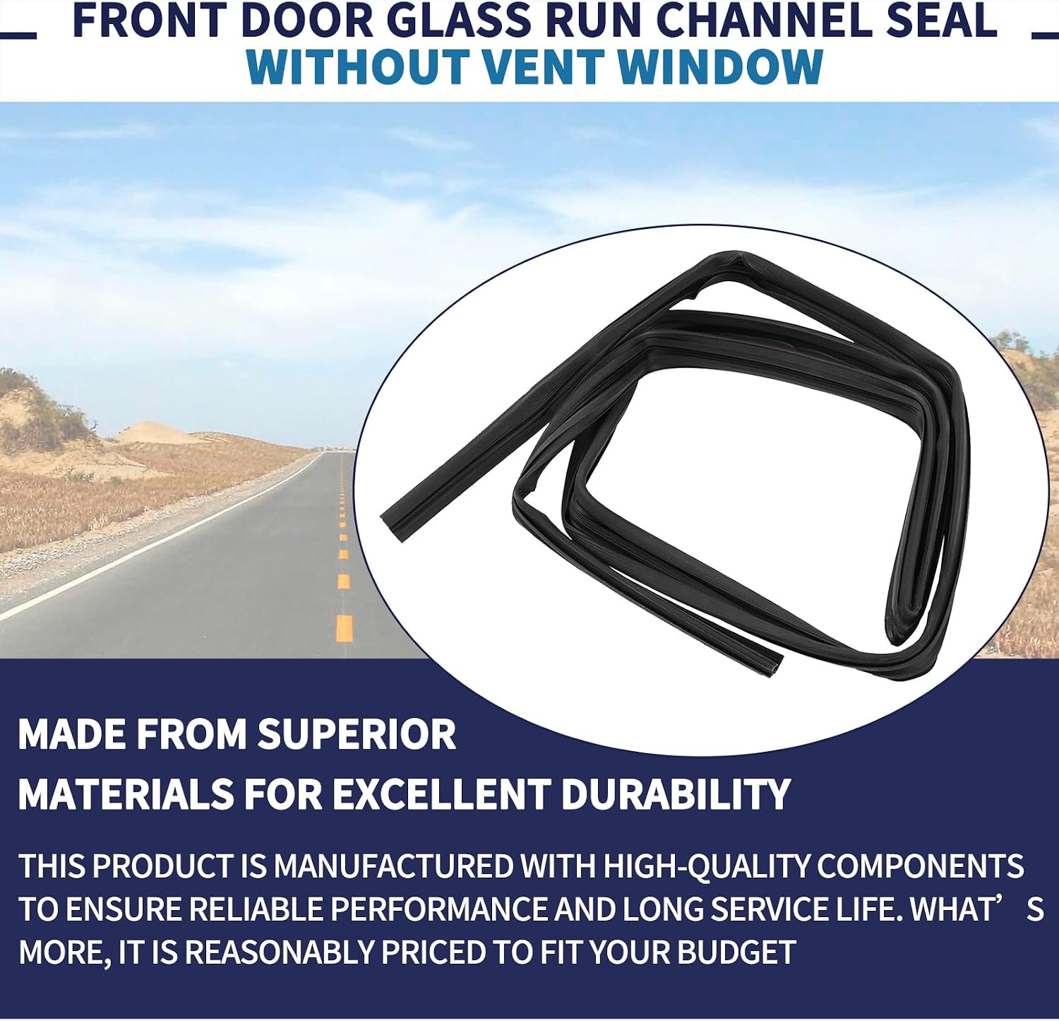 Front Door Glass Run Channel Without Vent (W/O Wing Window) Compatible with 1984-1989 Toyota 4Runner Pickup Replace 68141-89107
