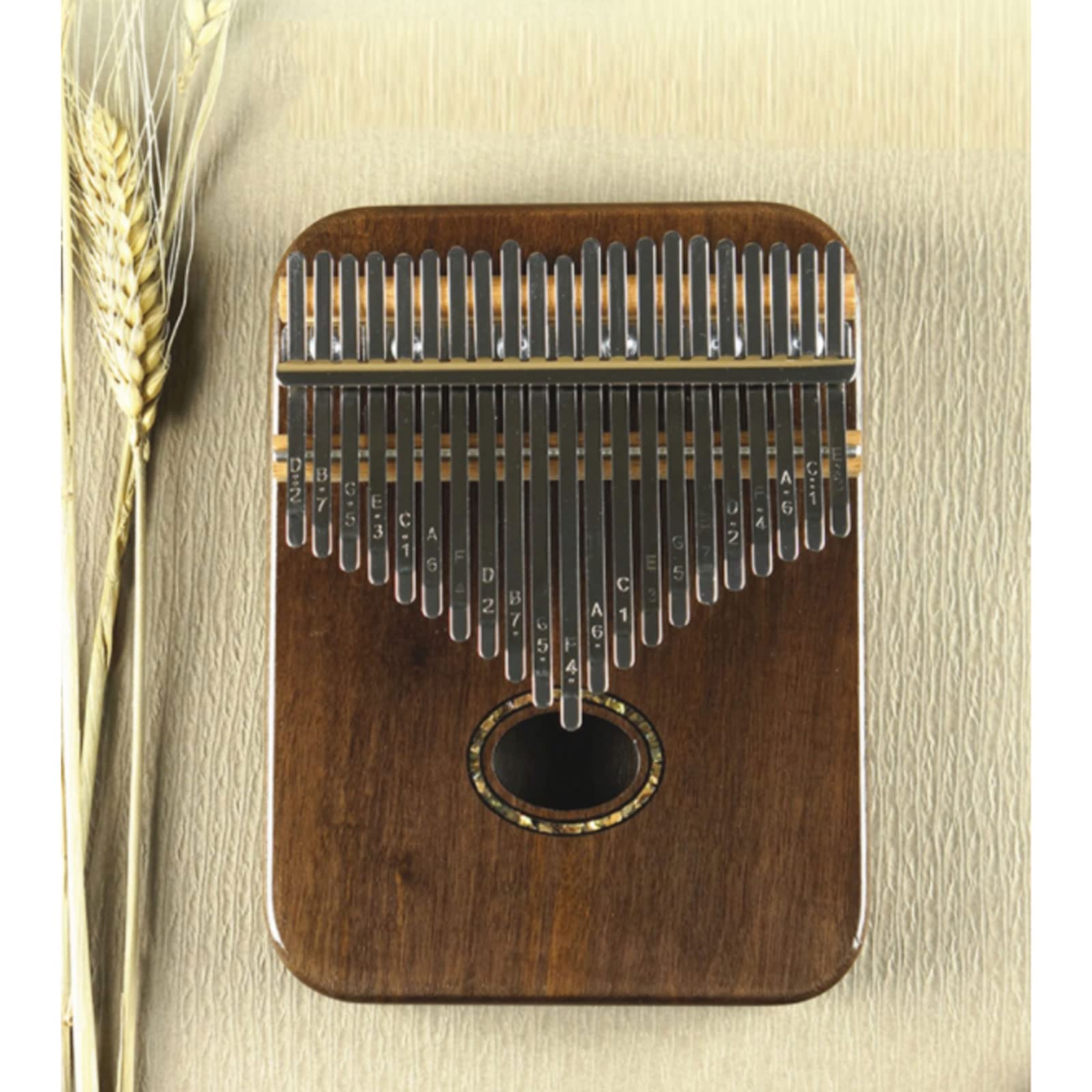 Exquisiter Klang Nussbaumbox Daumenklavier Oval Schallloch 17 Tasten 21 Tasten Weihnachtsstrumpf Stuffer Geschenk, tragbares Fingerklavier Einfach zu Spielen