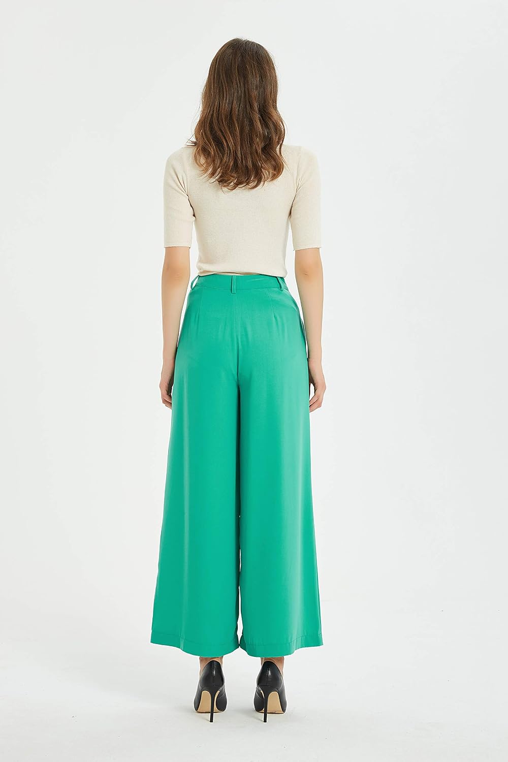  Womens High Waist Casual Wide Leg Palazzo Business Pants thumbnail