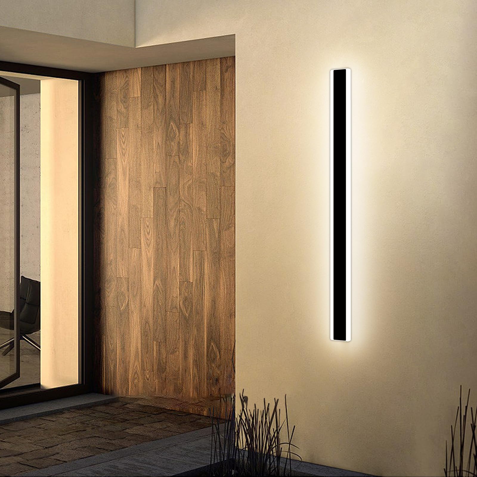 Mikeru 40CM Black Wall Lights, 2Packs Modern Acrylic Wall Light 3000K/4500K/6500K 3 Color Hard Wired Outside Light Wall Mounted Light for Lighting in Front of Mirrors, Garden Decoration — view 23