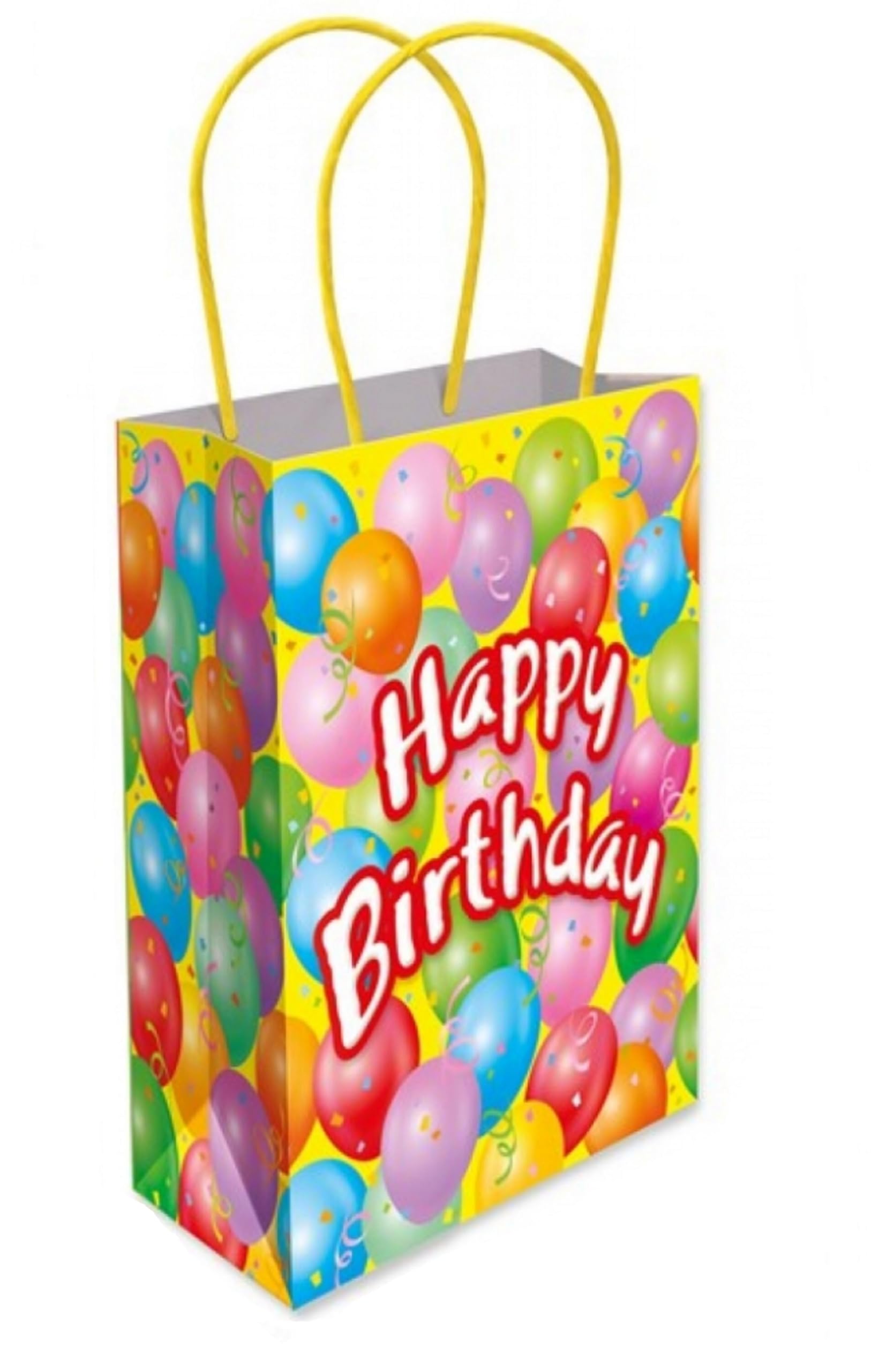 MustBeBonkers 12 Party Bag Fillers & Party Favours – 12 Smiley Face Party Bags with Handles Design. (Ideal for Children Aged 3-14) (Gift Bag, 12)