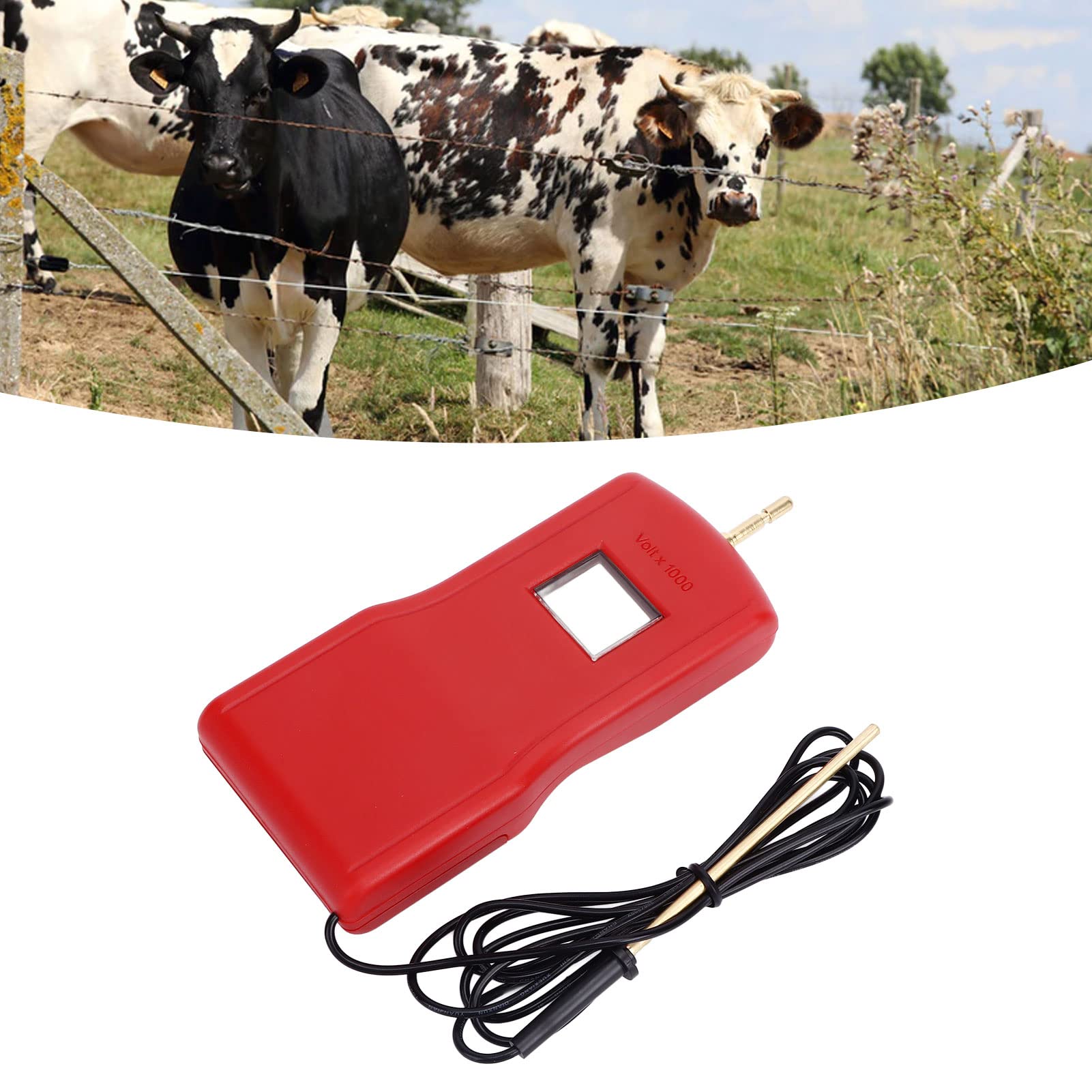 Tester di Tensione per Recinto Elettrico LCD Voltmetro Digitale per Recinto Elettrico Portatile 15KV per Giardino Agricolo(Rosso)