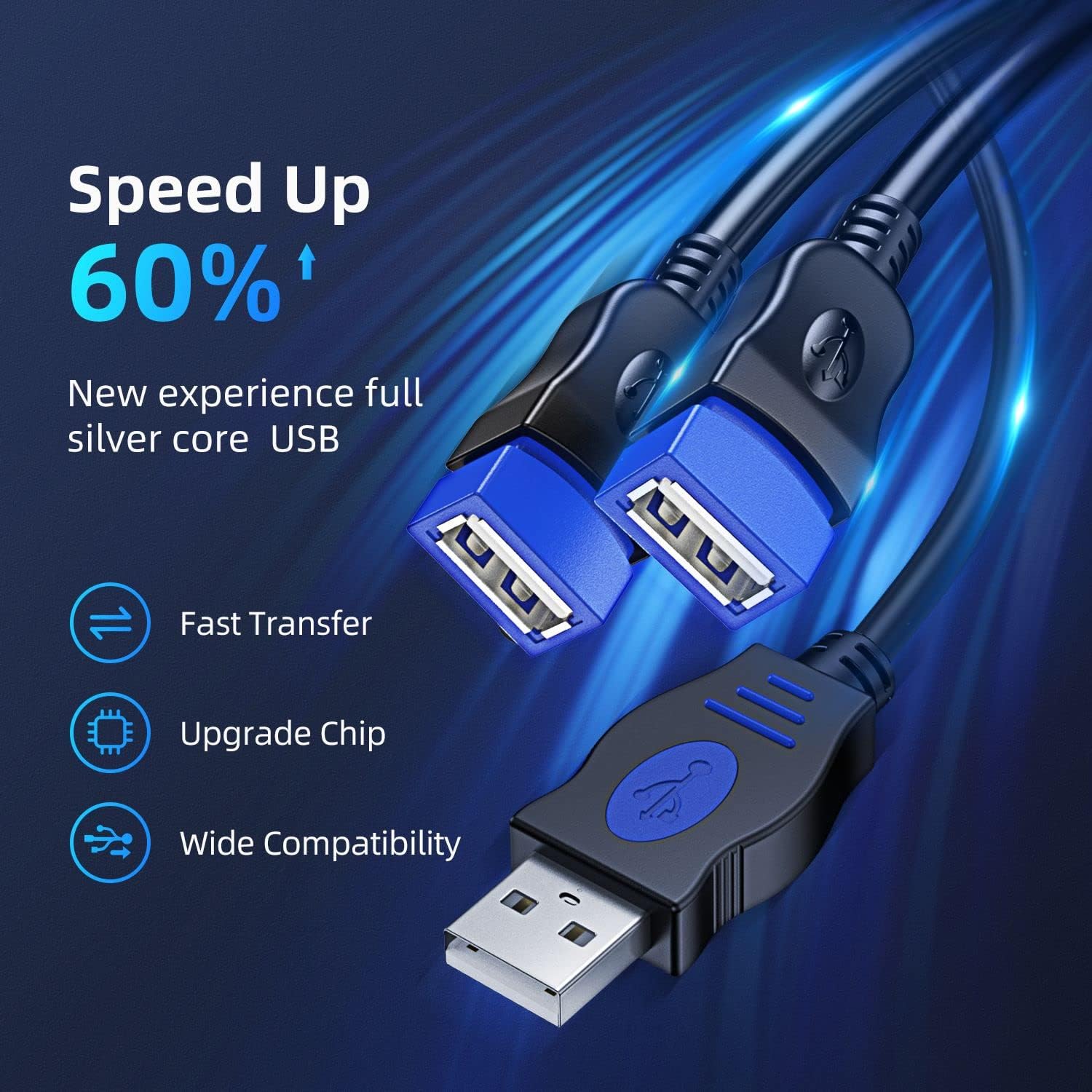 ANDTOBO Cavo USB Sdoppiatore, USB Doppia Uscita, Cavo 2.0 Y Splitter USB per Auto/iPhones/LED/Dischi Rigidi Esterni, ecc