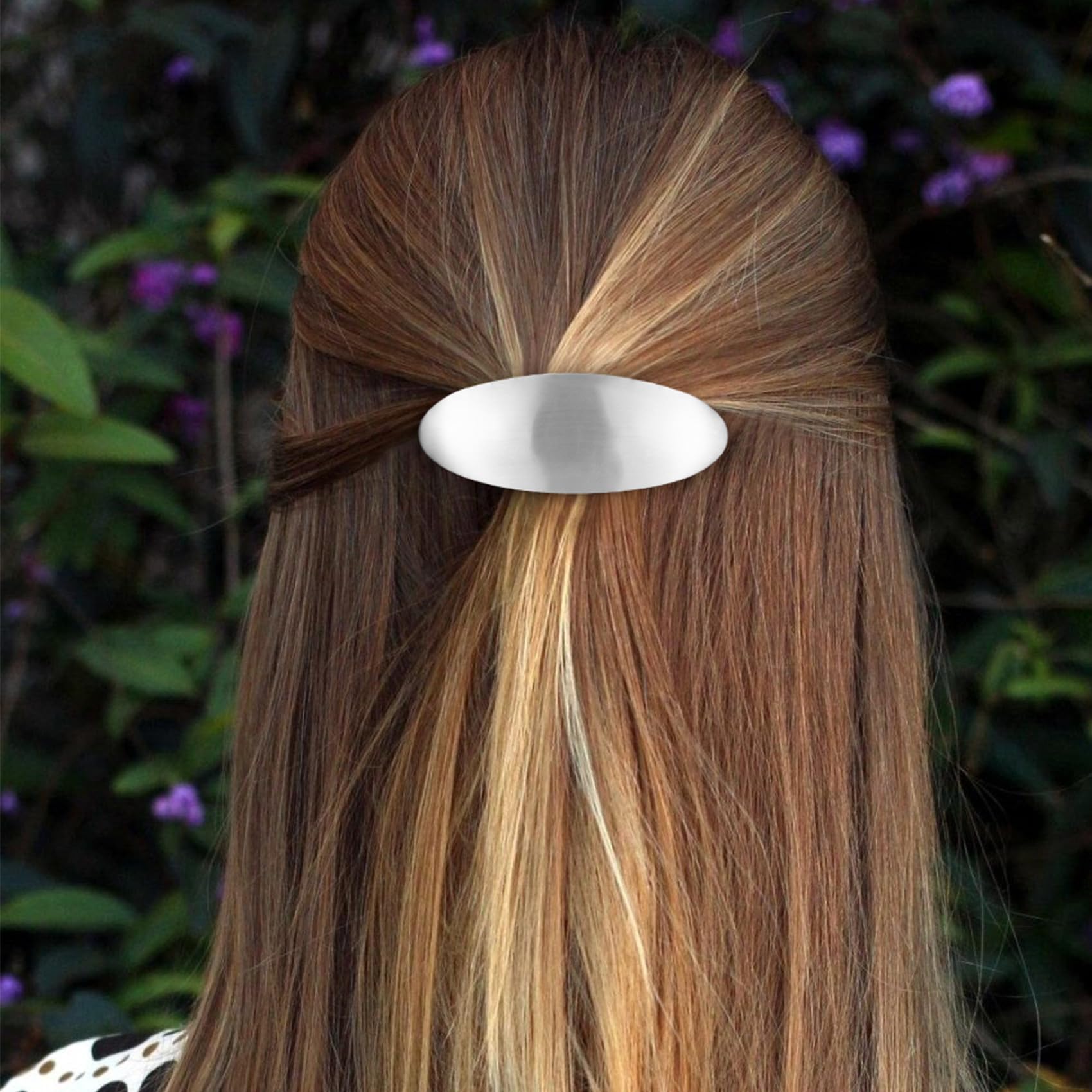 Vintage Sterling Silver 925 Oval Barrette Jumbo Oval Barrette in Grey Shell – MACHETE main image 3