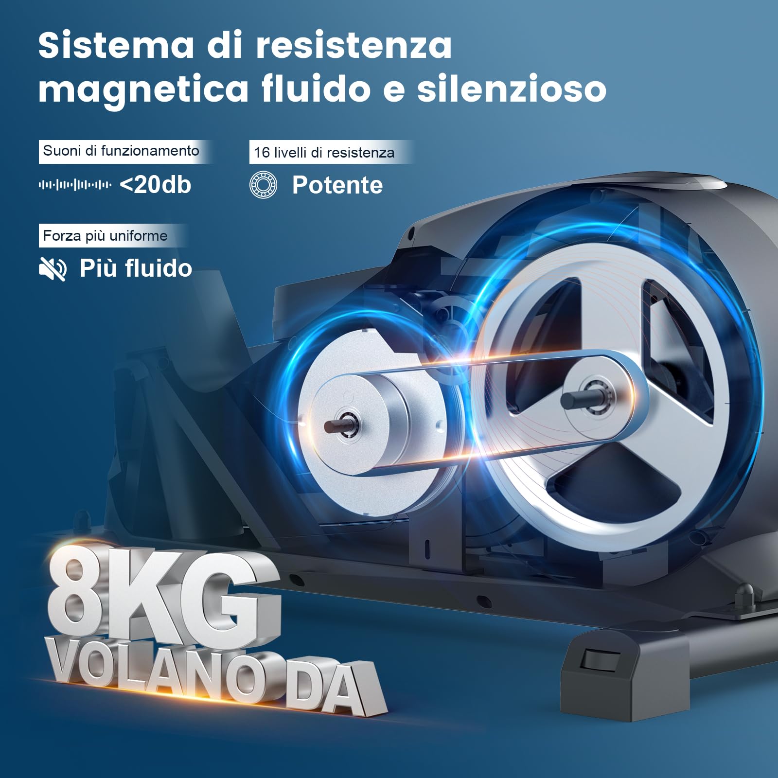 Neezee Ellittica da Casa, Magnetico Ellittica Ultra Silenziosa con 16 Livelli di Resistenza, Volano da 8 kg, Falcata da 42cm, Peso Massimo 150 kg, Display LCD, Sensori di Pulsazioni