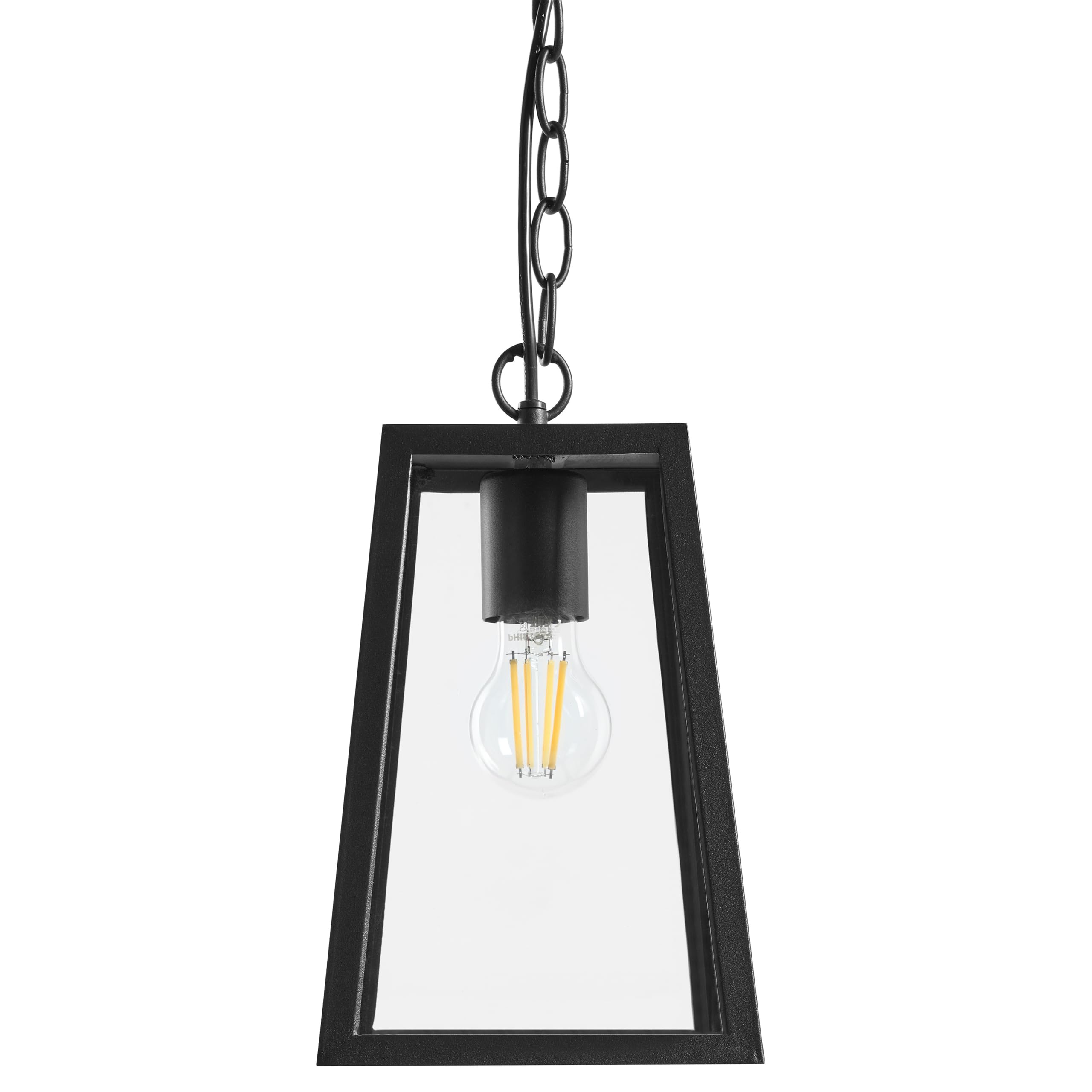 Lampa zewnętrzna wisząca w stylu nowoczesnym światło ogrodowe matowe aluminum szklany klosz czarna Volarja