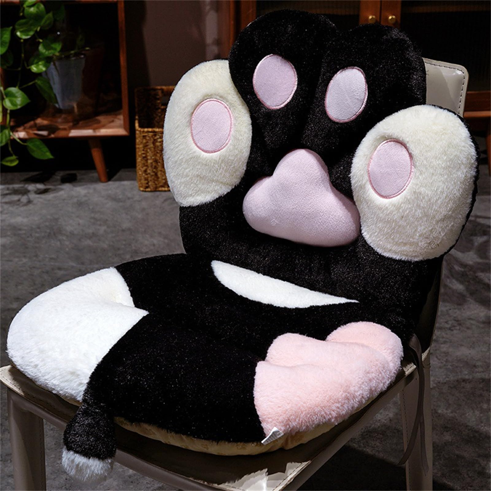 Cojín de asiento de gatito peludo, cojín multifuncional para el suelo con relleno amigable, almohada trasera de dibujos animados
