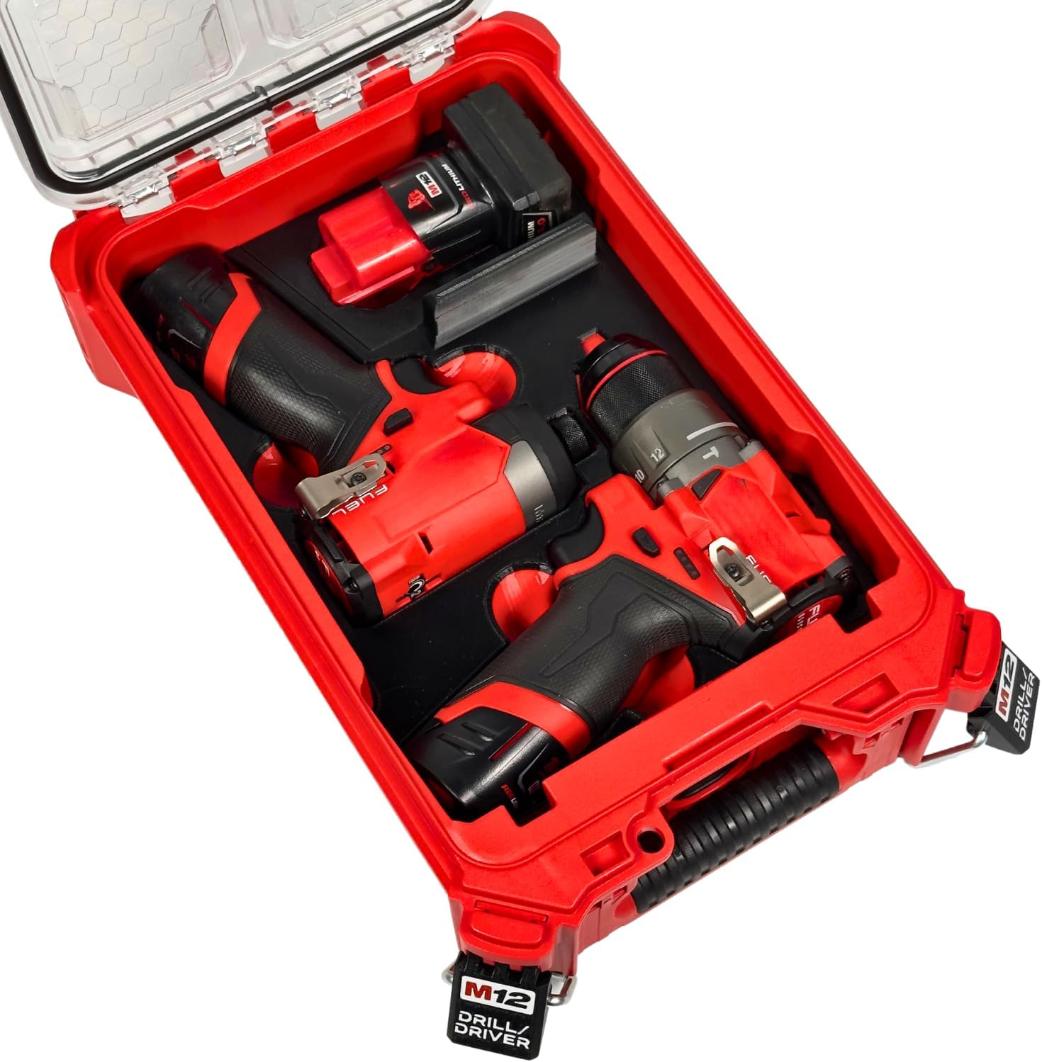 M12 Drill/Driver PACKOUT Insert | Compatible with Milwaukee 3404-20 & 3453-20 | Custom 3D Printed Tool Organizer
