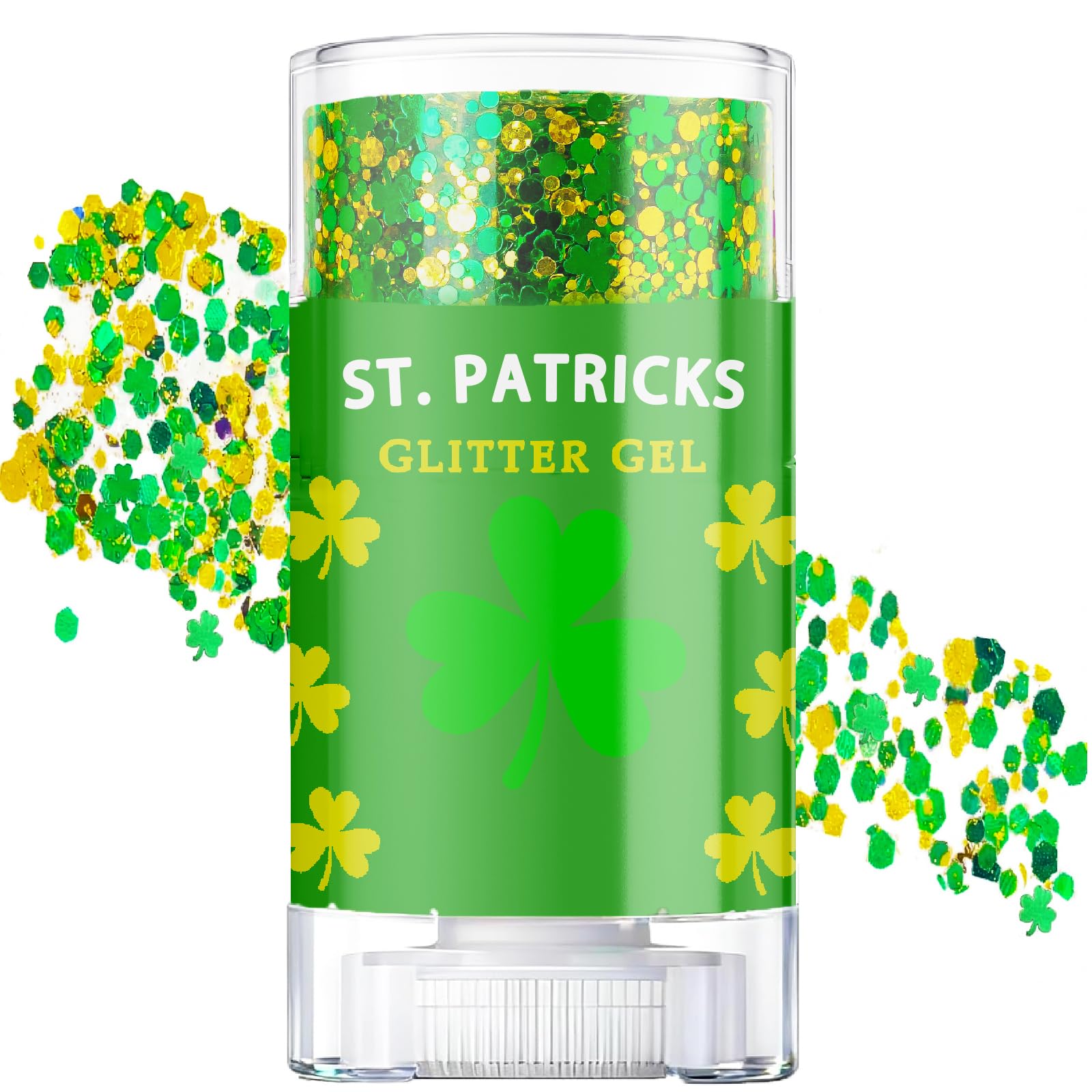 ST Patricks Day Glitter Gel Stick, Color-Changing in Different Lighting, for Body, Face & Hair (Shamrock)