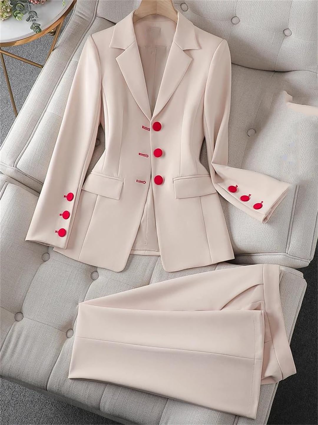 Conjunto de 2 piezas de pantalón de oficina para mujer, moderno, elegante, blazer y pantalones, traje de trabajo formal de negocios