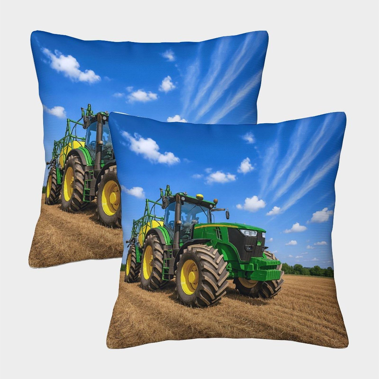 QFVANSIYO 3D Printed Farm Tractor Microfiber Pillowcase for Adults Bedroom Bedding Decor Farm Tractor Pillow Cover Soft Breathable 45x45cm