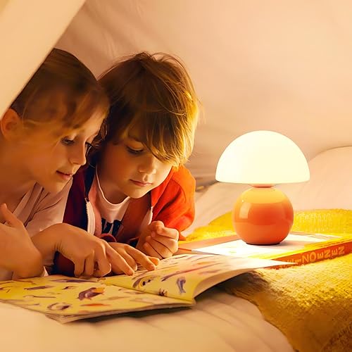 Miniatura 7 de Lámpara de seta  Base de cerámica con atenuación de varios niveles  Lámpara pequeña retro moderna en naranja vibrante  Bonita lámpara estética de