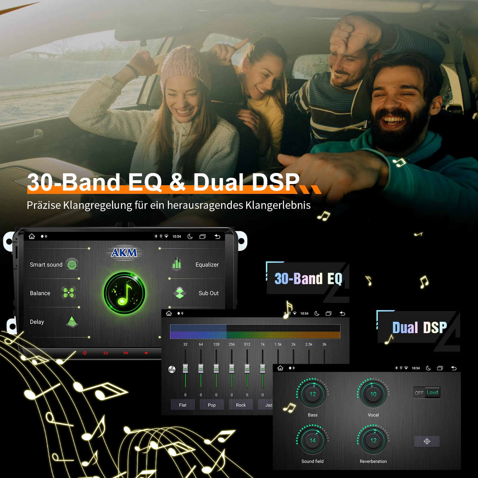 9’’ DAB Autoradio Android 14 für Golf 5/6, VW T5, Polo 6R, 4GB+64GB Wireless CarPlay, Android Auto, Built-in DAB, 2 Din, 8 Core, 4G, Navi, BT5.0, WiFi, USB, FM,TPMS,OBD2, Voice Control