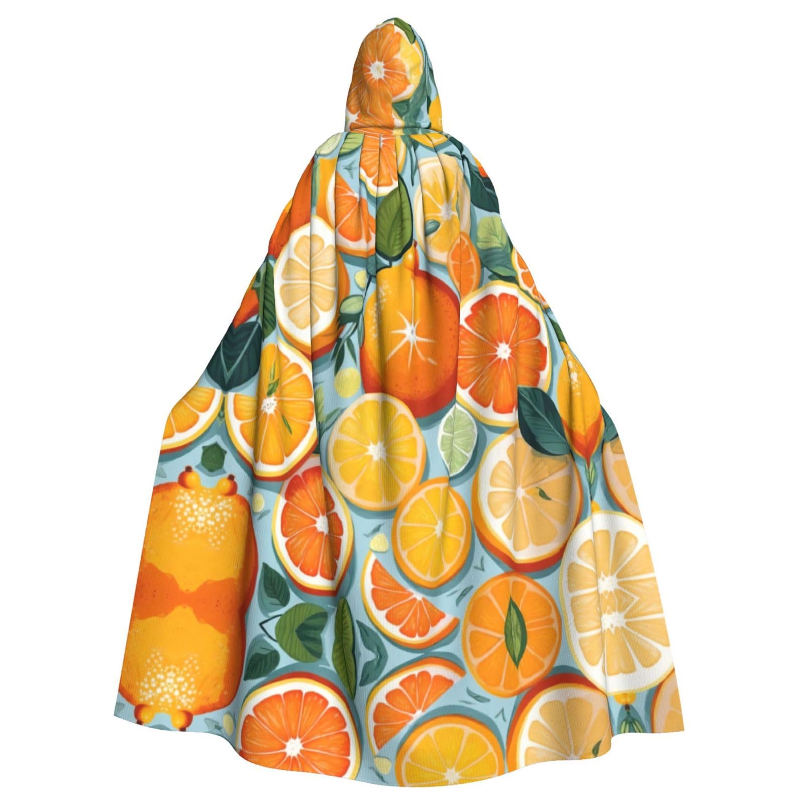 LIXLZH citrus fruit pattern Print Hooded Cloak Universal Adult Cape Witch Costume Halloween Costumes Carnival Cloak