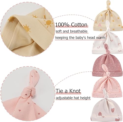 Miniatura 5 de Conjunto de gorros y calcetines para bebé recién nacido, gorro de algodón para niños y niñas de 0 a 6 meses