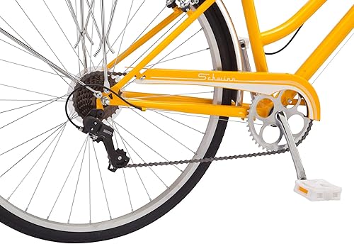 Miniatura 10 de Schwinn Wayfarer Bicicleta híbrida para adultos, estilo retro, opción de cuadro de paso o paso a través, transmisión de 7 velocidades, estante