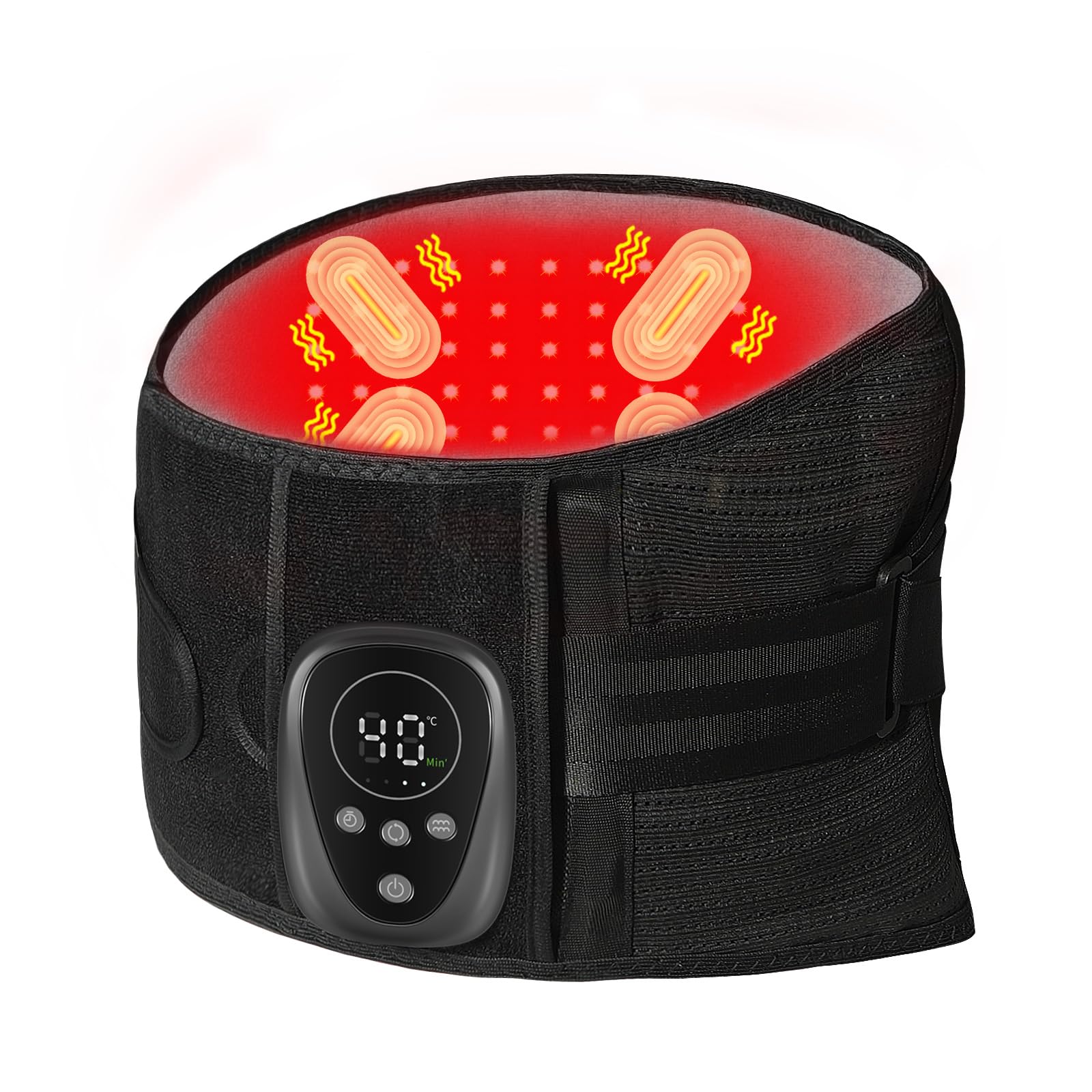 HONGJING Rückenmassagegerät Gürtel mit Rotlichttherapie für Schmerzlinderung im Unteren Rücken, Rückenstützgürtel mit Wärme und Massage für Bandscheibenvorfall, Skoliose, Ischias