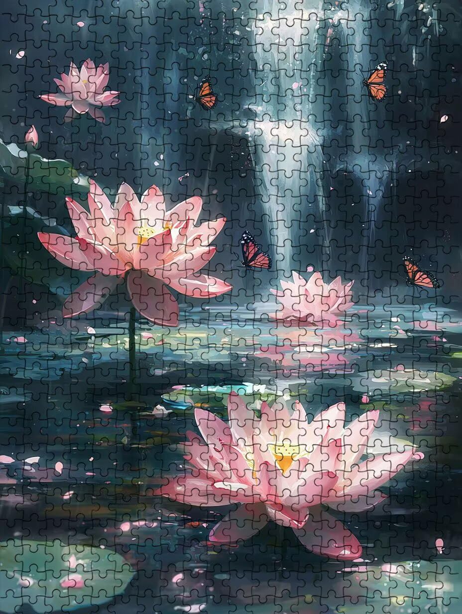 Motyl i łamigłówka lotosu 2000 sztuk, puzzle dla dorosłych, łamigłówki, wyzwanie dekoracja puzzli, rozrywka gra edukacyjna dla całej rodziny, na prezent dekoracja BXHZW7-390