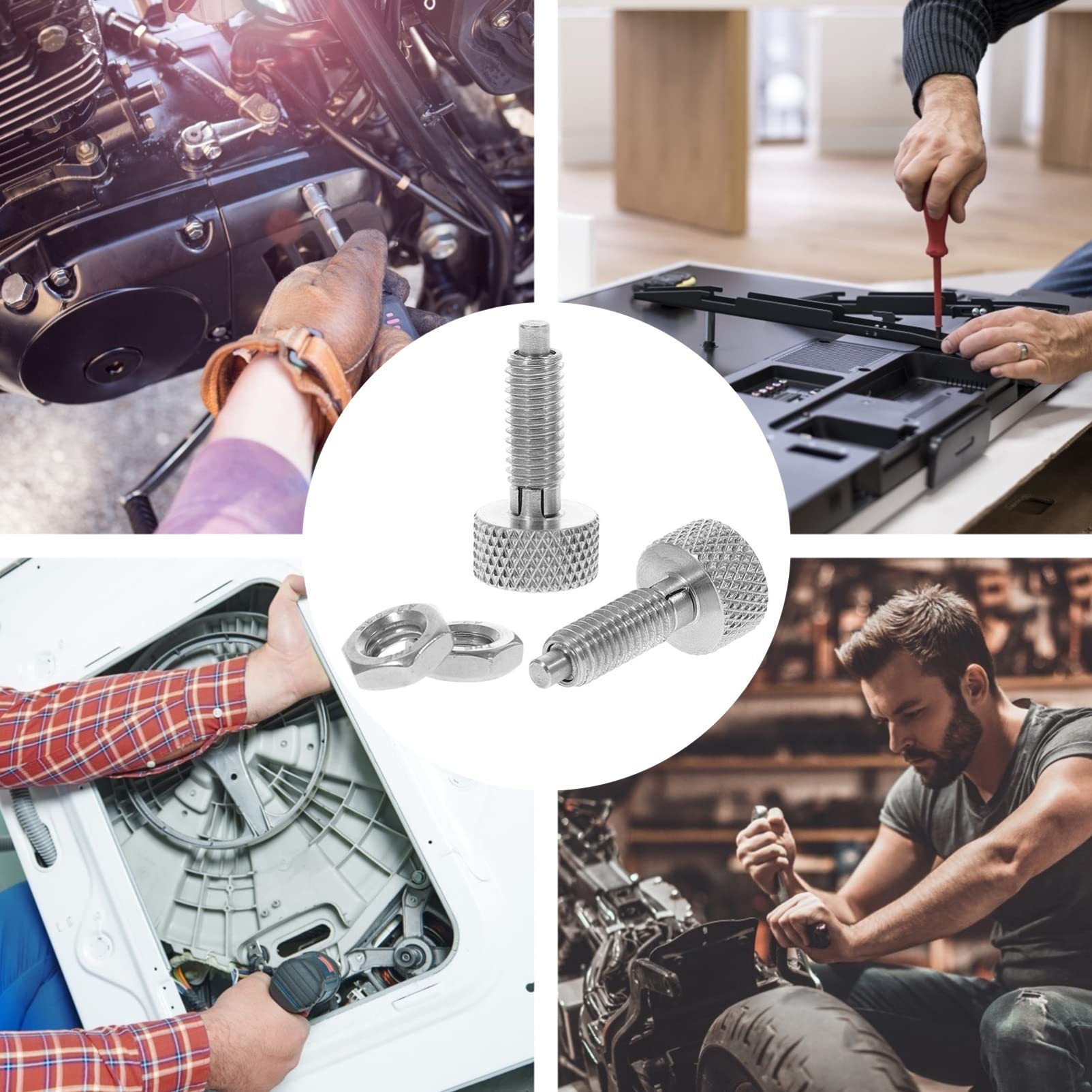 2pcs Knurled Knobs Hand Retractable Spring Plunger Quick Release Pins with Knurled Handle Spring Plunger for Rolling Toolbox Quick Release Pull Ring Pin Indexing Plungers