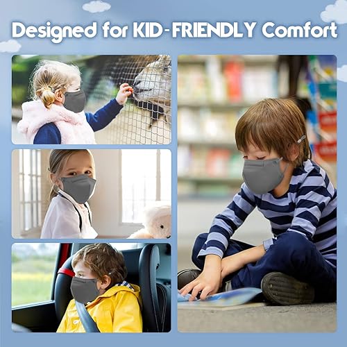 Miniatura 7 de WWDOLL Mascarillas KN95 para niños, paquete de 25 unidades, mascarillas KN95 transpirables de 5 capas para niños, color negro