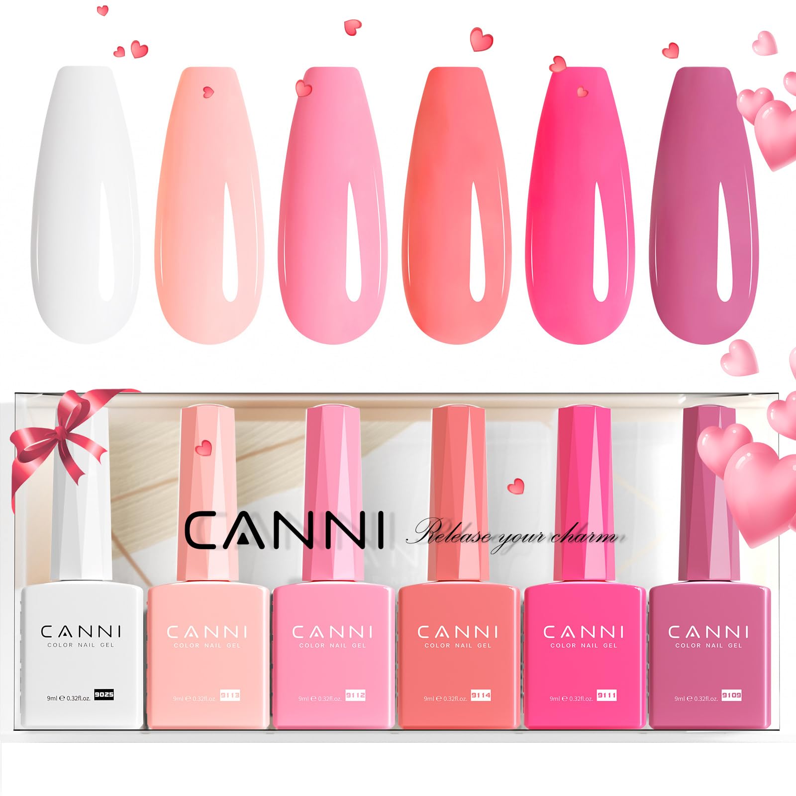 Amazon.com: CANNI 6Pcs 9ml Pink Gel Nail Polish Set- Hot Pink Gel