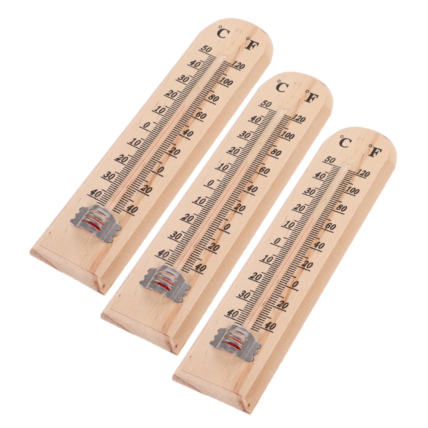 Lot de 3 Thermomètres en Bois pour Intérieur et Chambre de Bébé, Appareil de Mesure de Température Design Suspendu, Style Classique et Simple