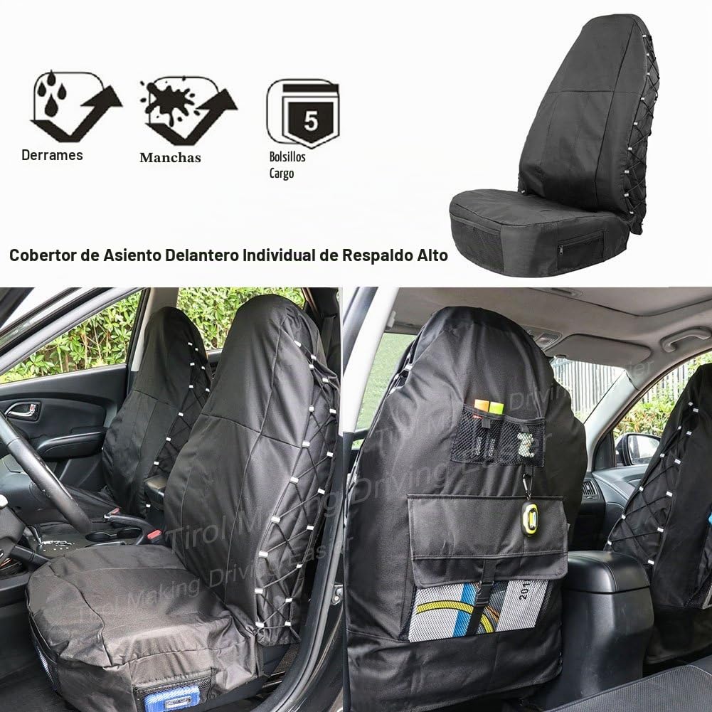 Fundas de Asiento de Coche para Camiones, Impermeables, 1 Pieza, Overol para camión, Cubo, Color Negro, Fundas de Asiento de protección para camioneta/SUV/RV/Van