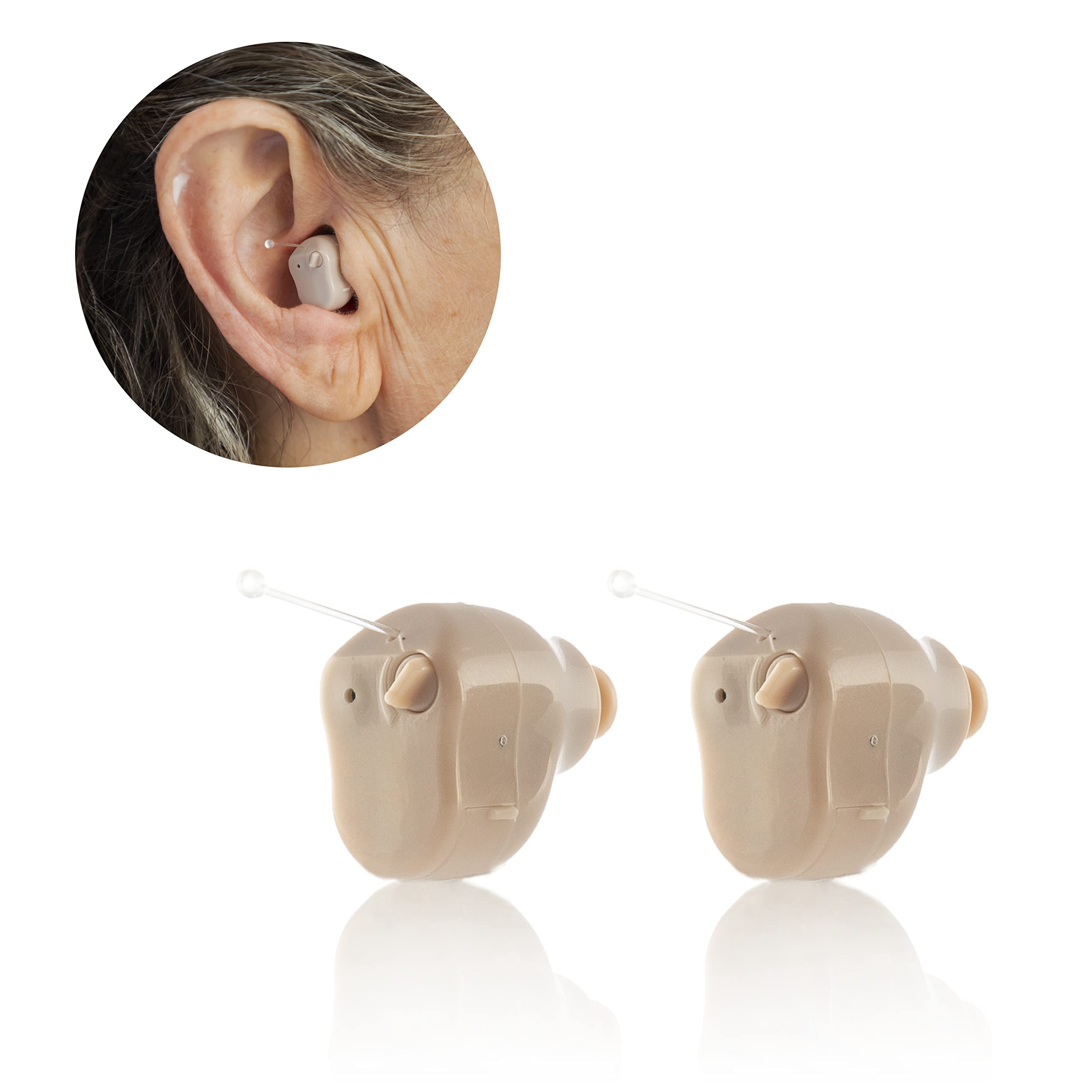 InnovaGoods® Amplificatore acustico intrauricolare Hearzy con 3 modalità audio, 3 livelli di volume, microfono, cavo per collegare a dispositivi esterni, custodia per il trasporto, ideale per la music