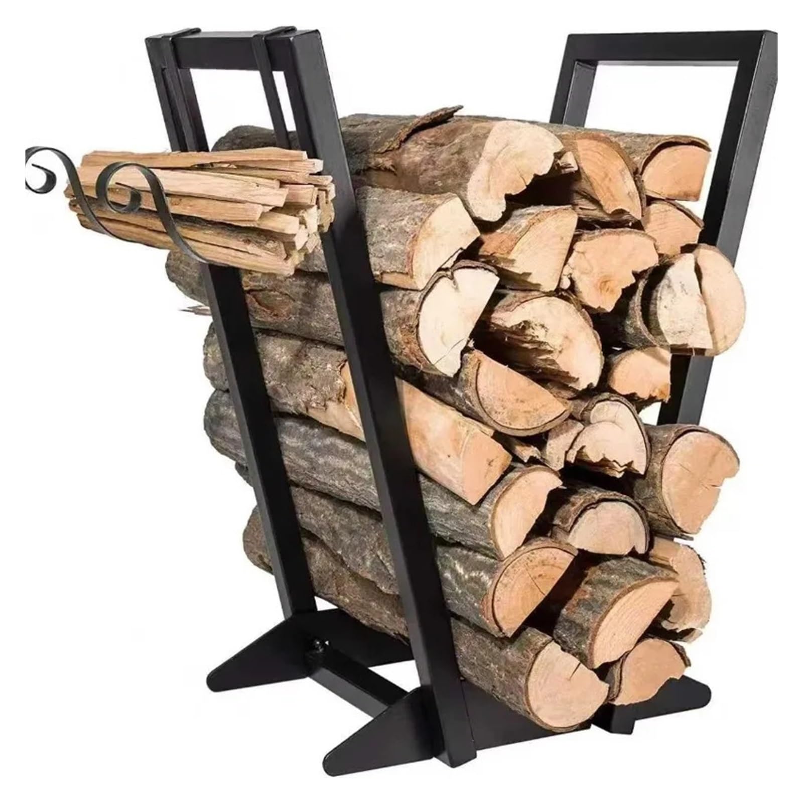 Portalegna Da Esterno Portaoggetti in legno in ferro battuto | Strumenti for caminetto da interni impilabili for legna da ardere verniciati a polvere