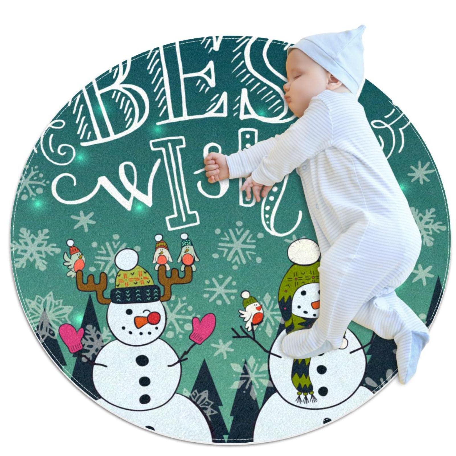Bonhommes de neige tapis de sol circulaire de Noël pour salon