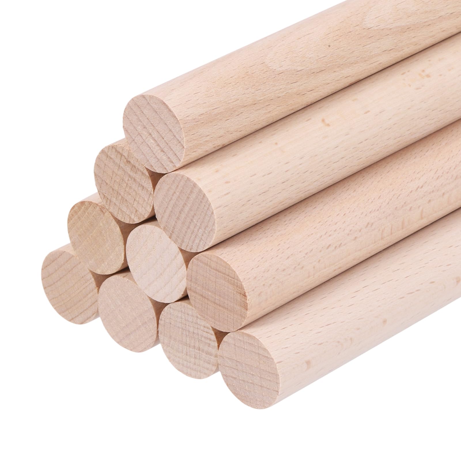 sourcing map Wooden Dowel Rods, 14mmx200mm Round Wooden Rod Unfinished Solid Wood Sticks Crafts Wand for Arts Decoration, Craft and DIY Projects Wand,Pack of 10