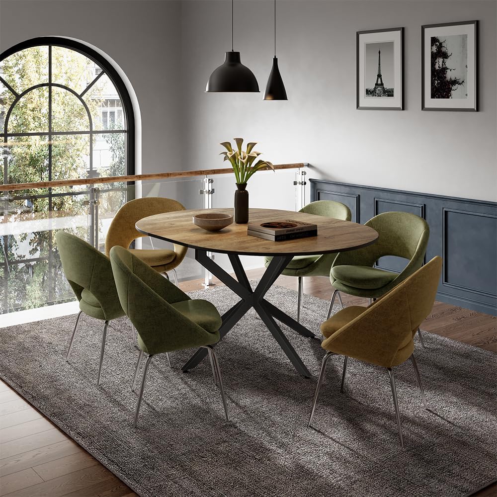 Vicco Mesa de Comedor Loyd, Negro/Roble rústico, 120 x 76.5 cm Extensible, Apto para Ampliar la Superficie de la Mesa según Sea Necesario