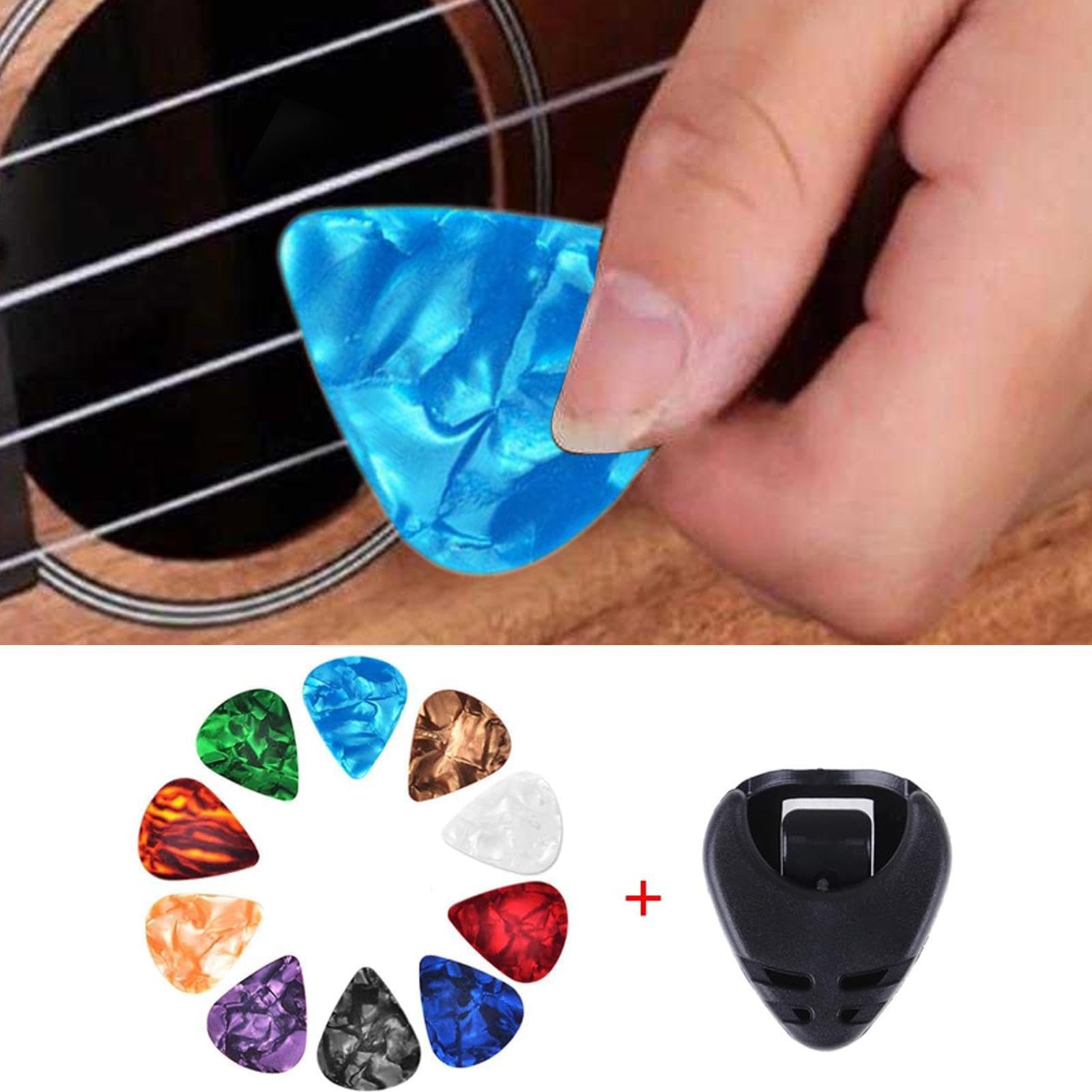 Lot De 12 Médiators De Pouce Pour Guitare/basse - Ultra Fins, 6 Couleurs, Durable