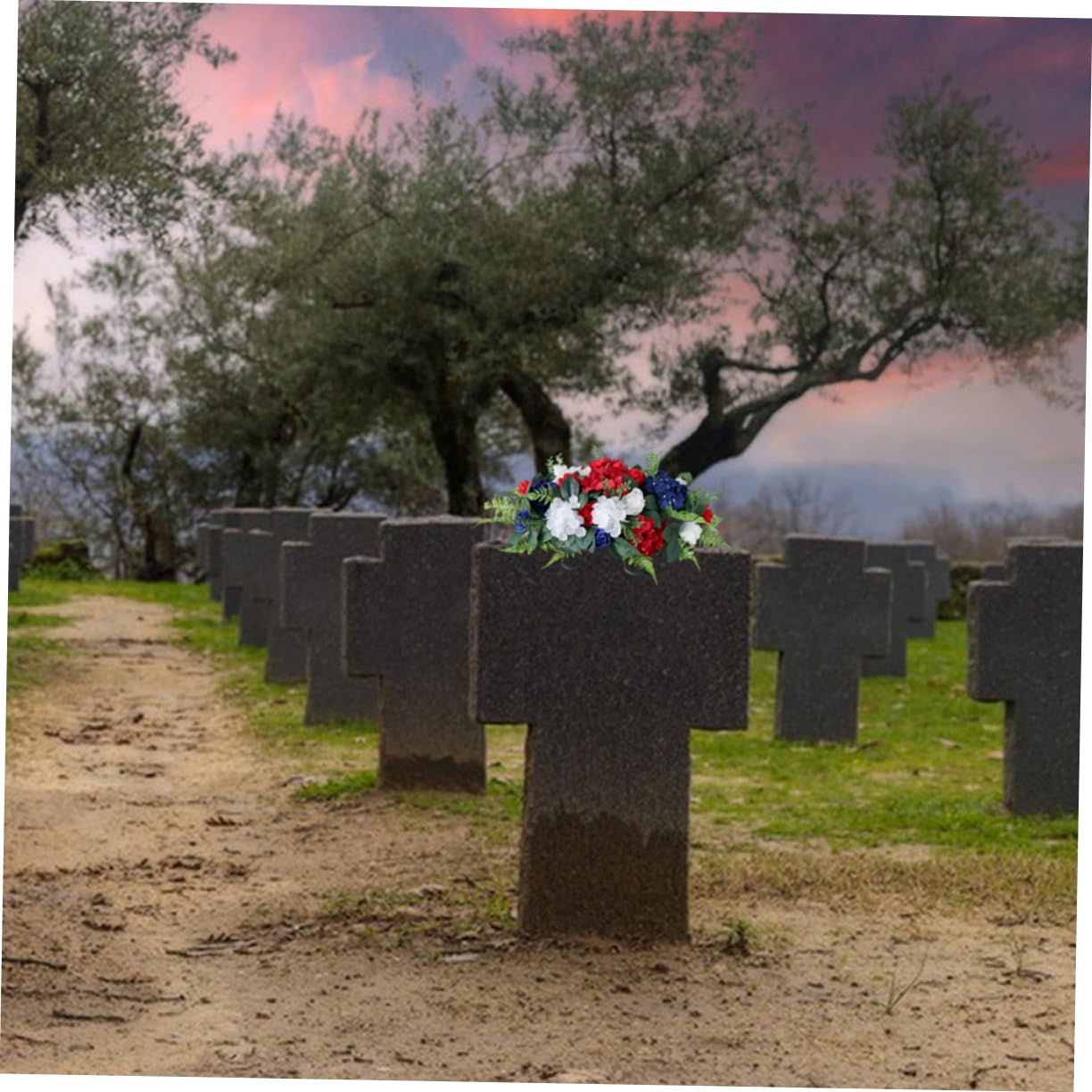 POPETPOP Fiori Artificiali Per Lapidi Sella Plastica Fiori Per Tombe Cimitero Decorazione Per Lapidi All Aperto Resistenti Alle Intemperie