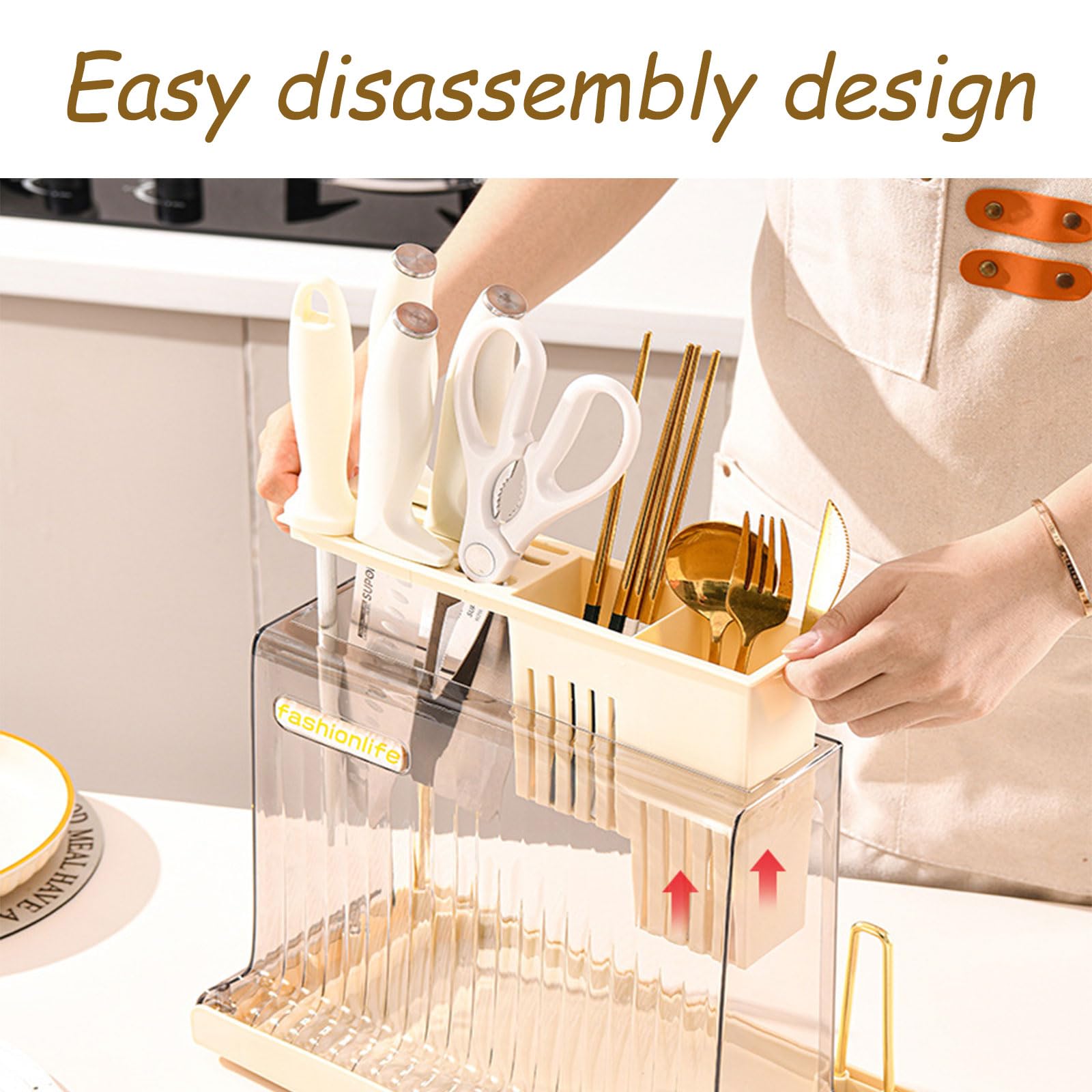 Dxcaicc Soporte para Utensilios de Cocina con Estante para Tabla de Cortar,Estante para Almacenamiento de Cuchillos de PP,Estante Organizador para encimera de Cocina