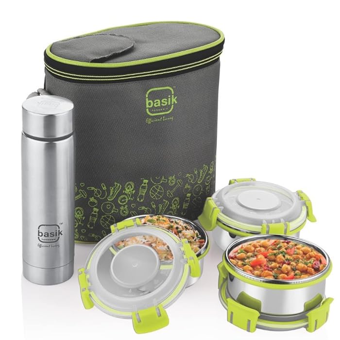 Buy BASIK Lunch Box, Lunch Boxes for Office Men, Lunch Bag with Bottle