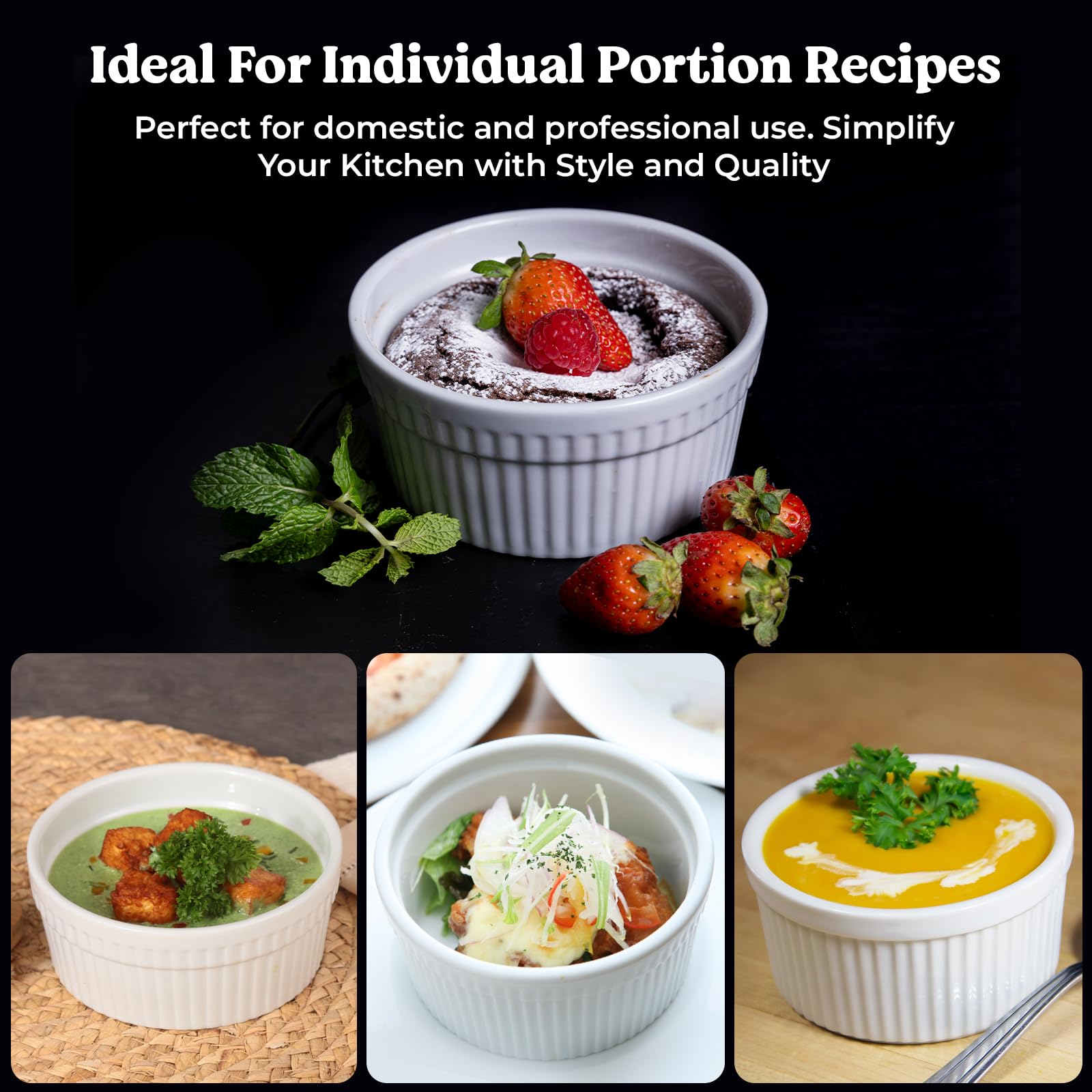 Pyrex Bowls With Lids Sweese 6-Piece Porcelain Ramekins 4oz Oven