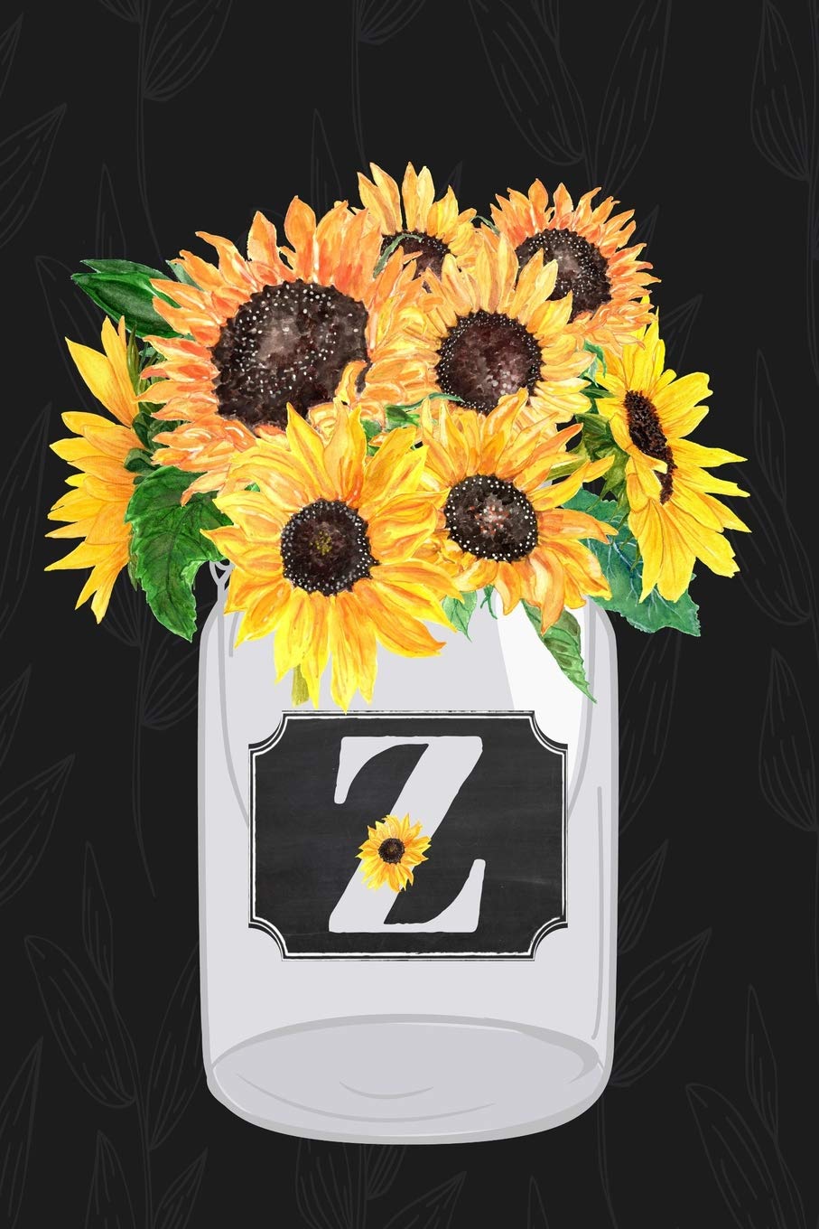 Z: Sunflower Journal, Monogram Initial Z Blank Lined Diary with Interior Pages Decorated with Sunflowers.