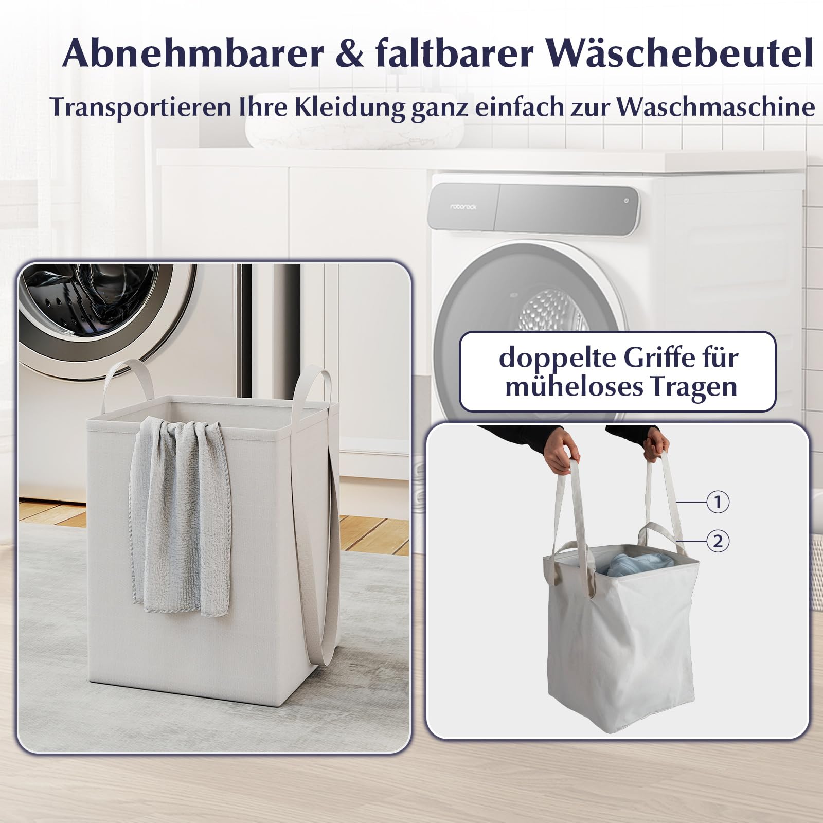 COSTWAY Kippbarer Wäscheschrank, freistehender Badezimmerschrank mit Regal, Schublade & abnehmbarem Wäschesack, moderner Badschrank mit Griffen für Badezimmer, Weiß (40,5 x 40 x 80 cm)